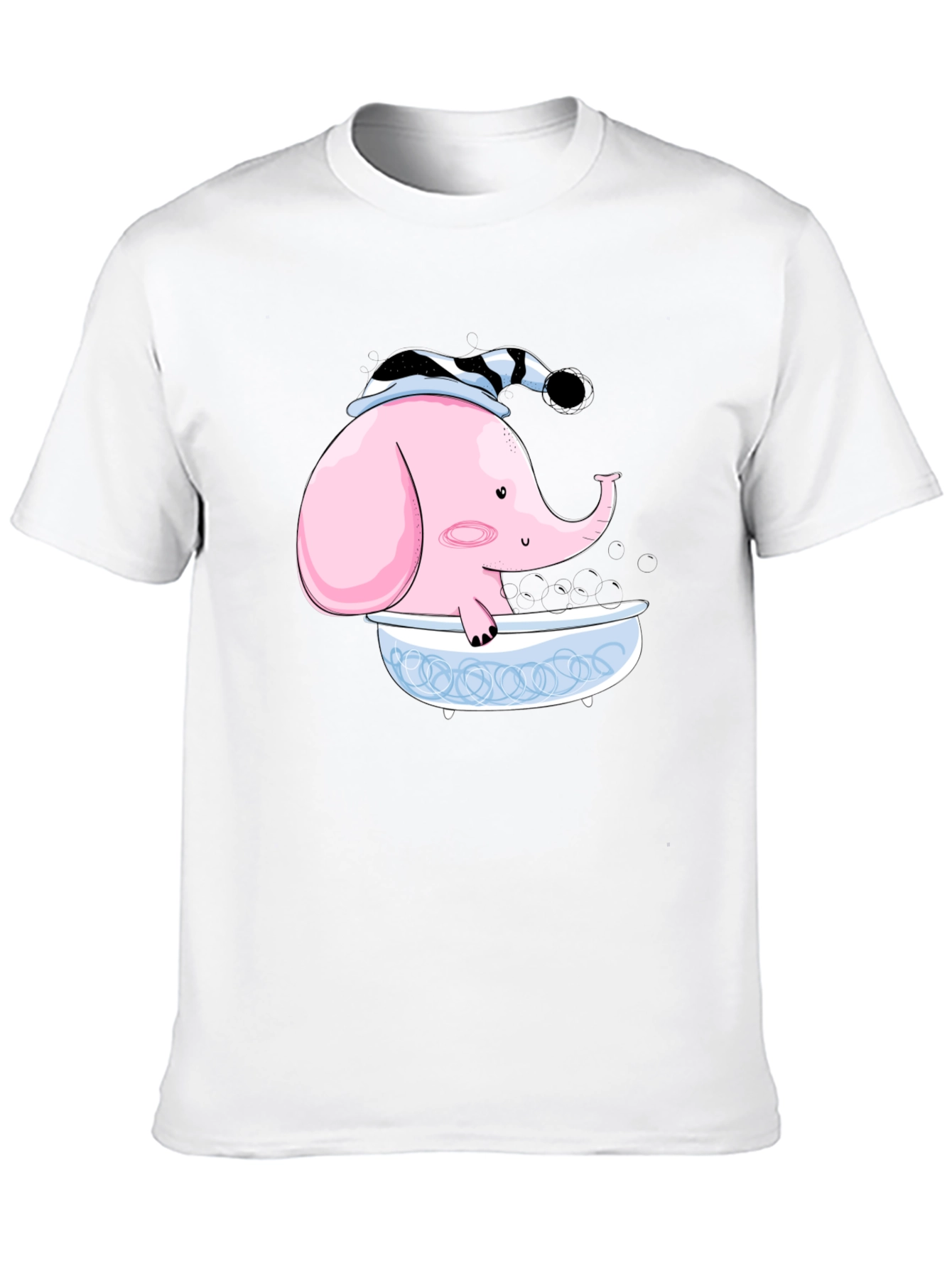 Elephant in Tub Graphic Tee - Black Cotton T-Shirt