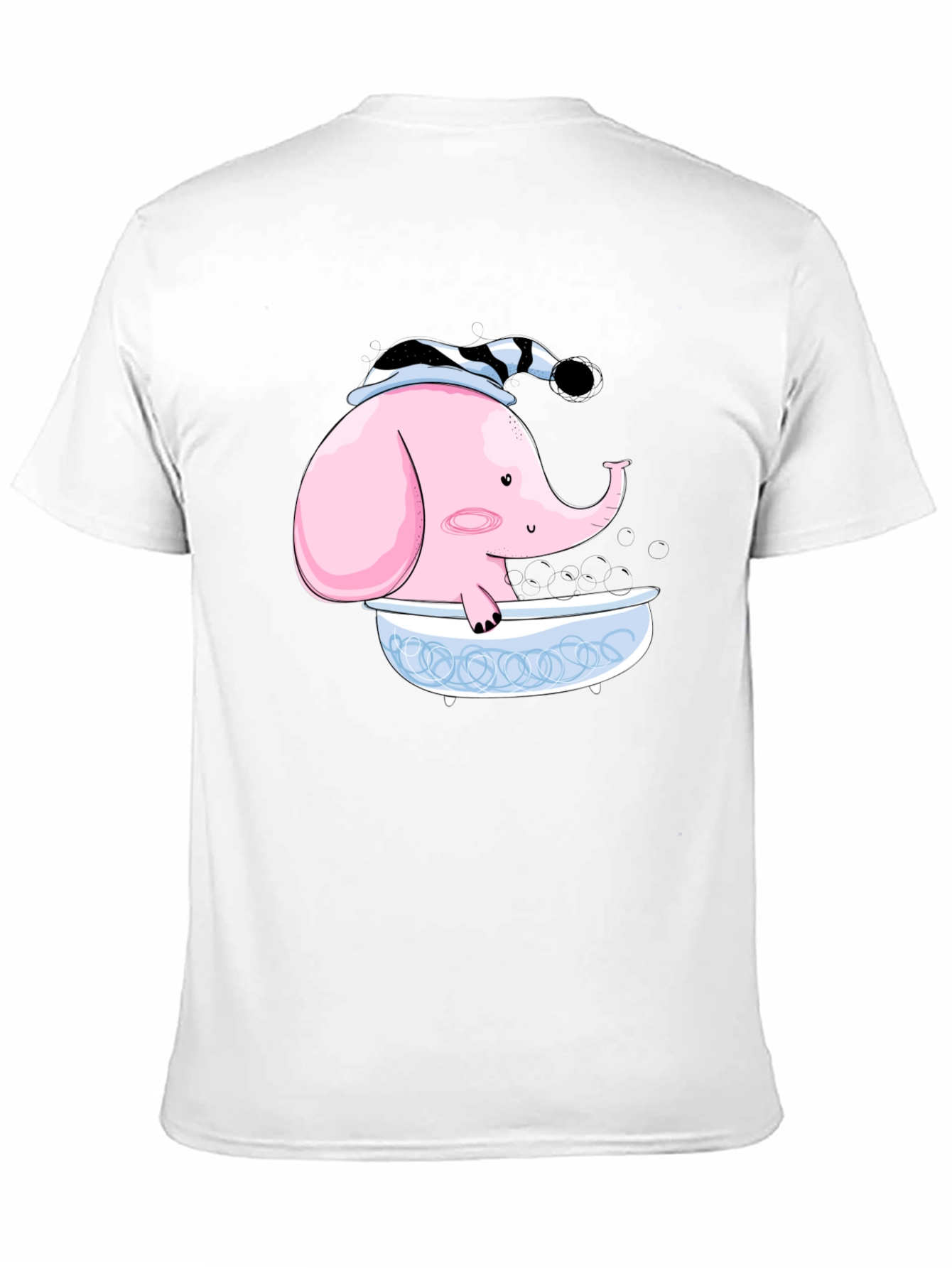 Elephant in Tub Graphic Tee - Black Cotton T-Shirt