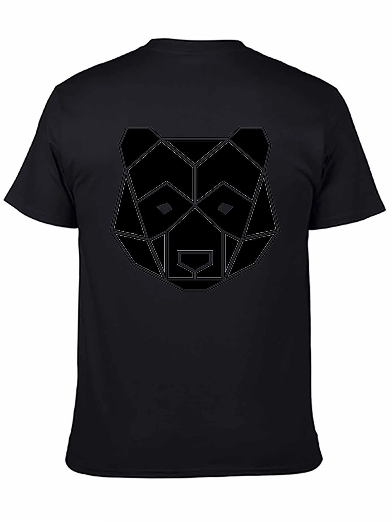 Geometric Bear Graphic Black T-Shirt