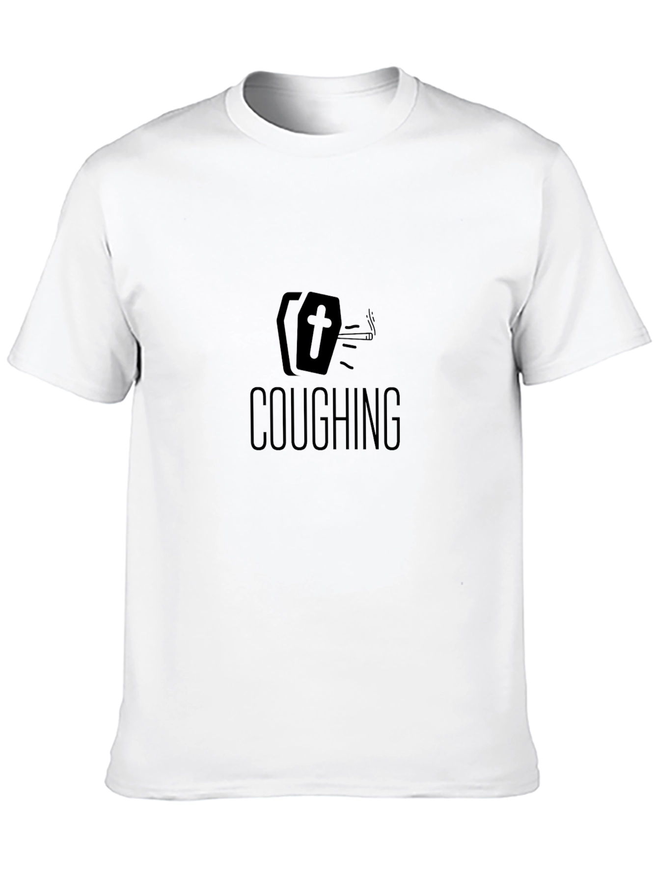 Coughing Coffin Graphic Tee - Humor Statement Shirt