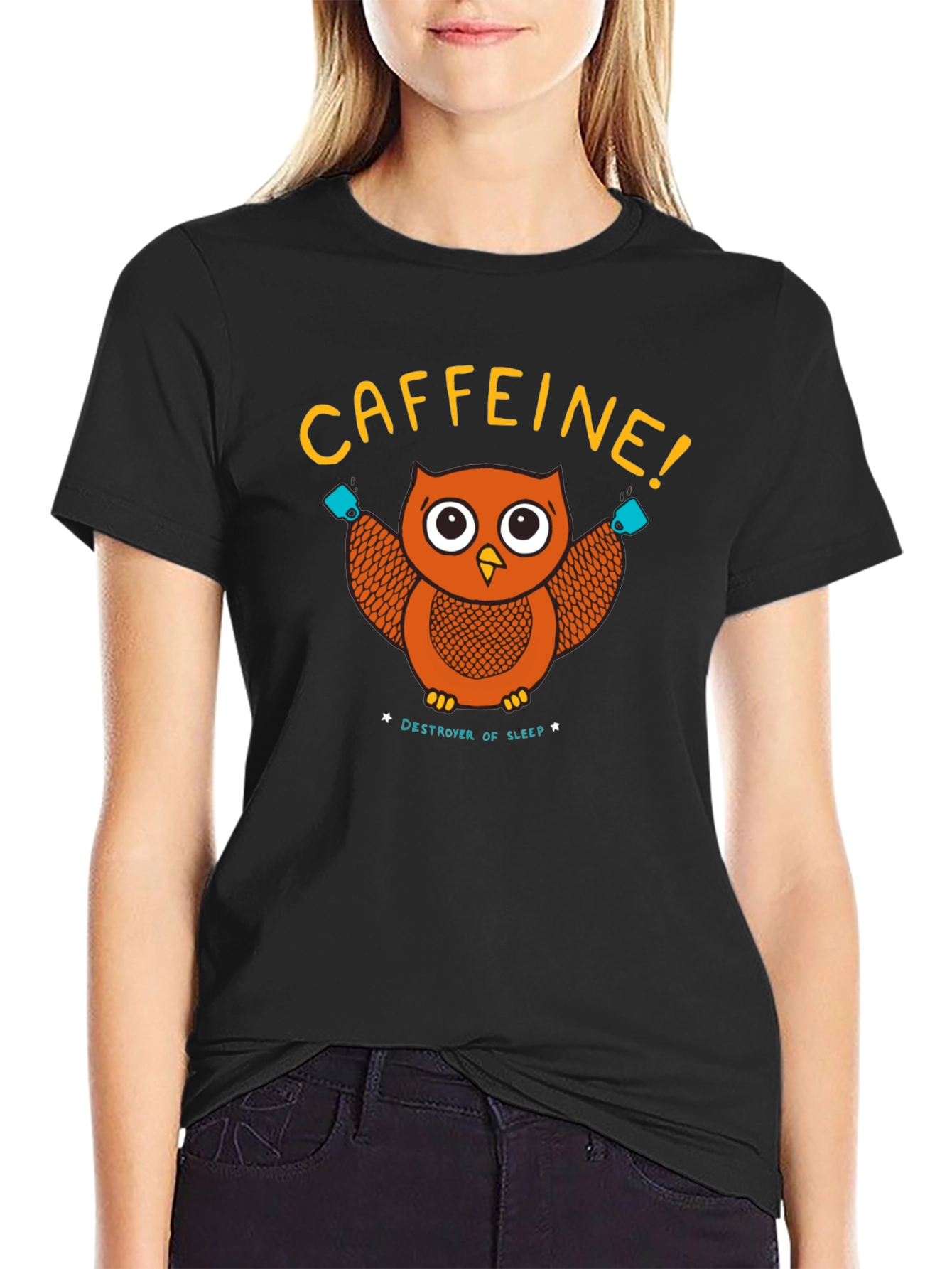 Caffeine Owl Graphic T-Shirt - Destroyer of Sleep