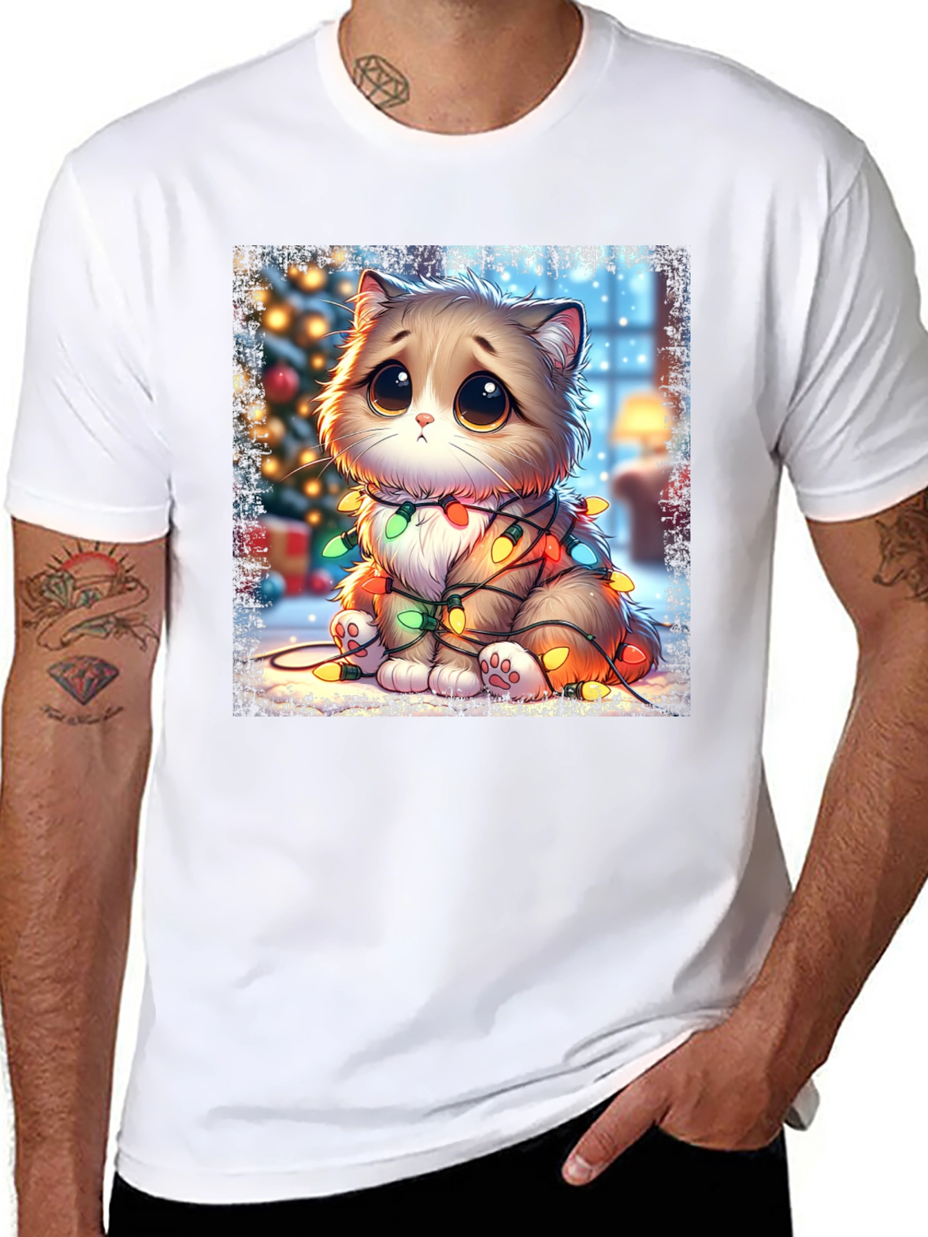 Cute Christmas Cat Graphic Tee