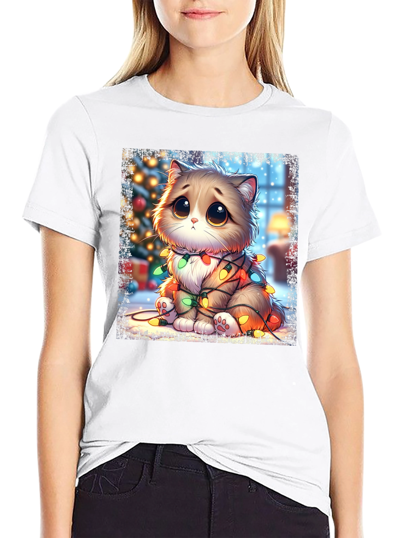 Cute Christmas Cat Graphic Tee