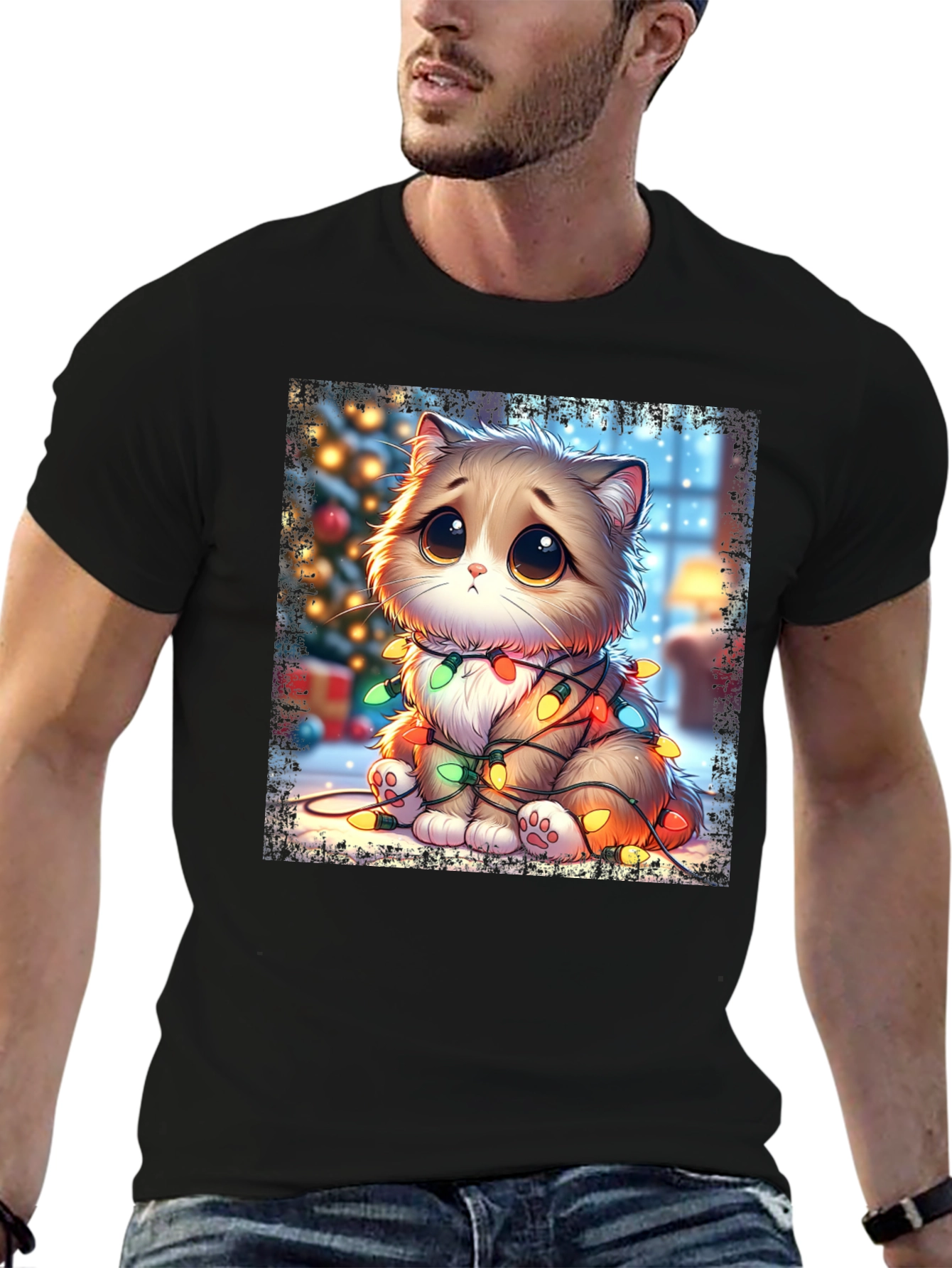 Cute Christmas Cat Graphic Tee