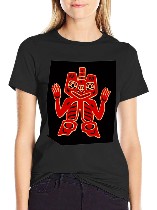 Bold Graphic Tee - Red Native American Design