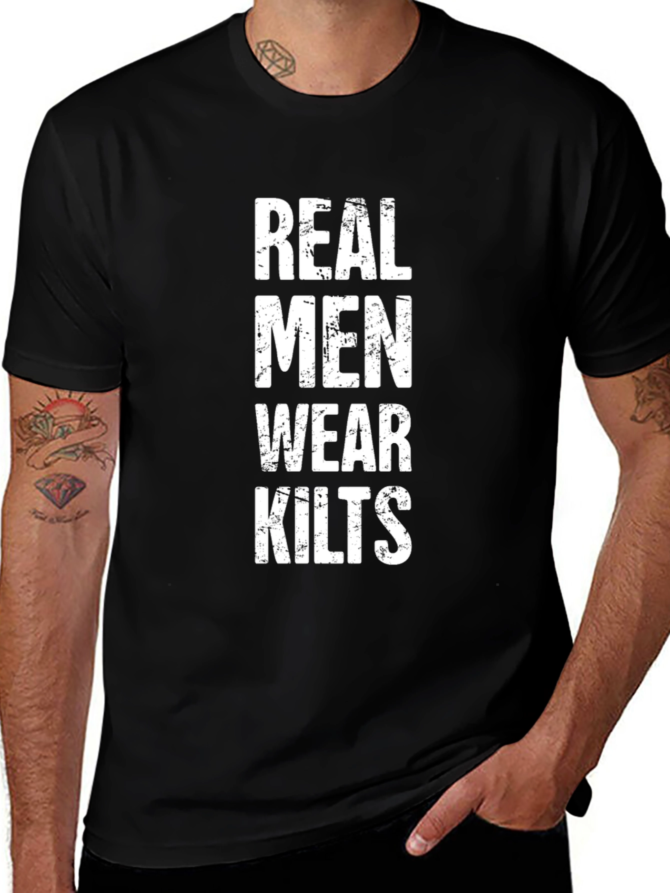 Real Men Wear Kilts Graphic T-Shirt - Black