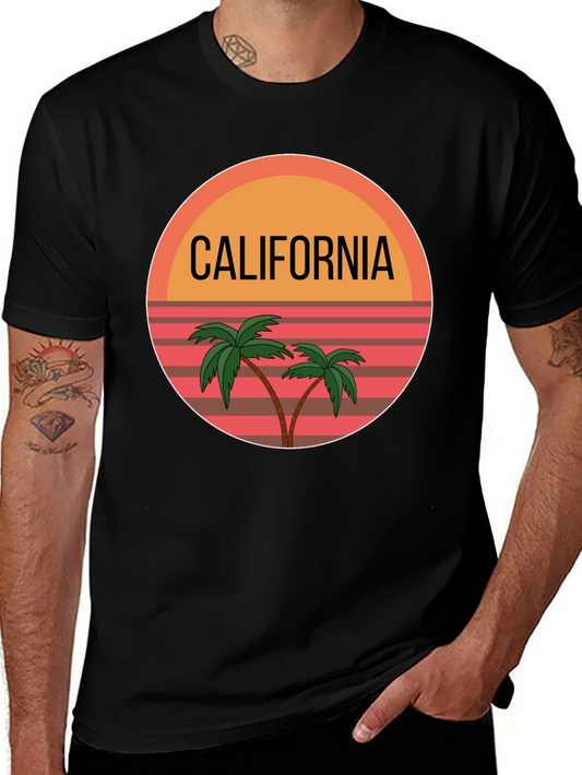 California Palm Tree Graphic Black T-Shirt