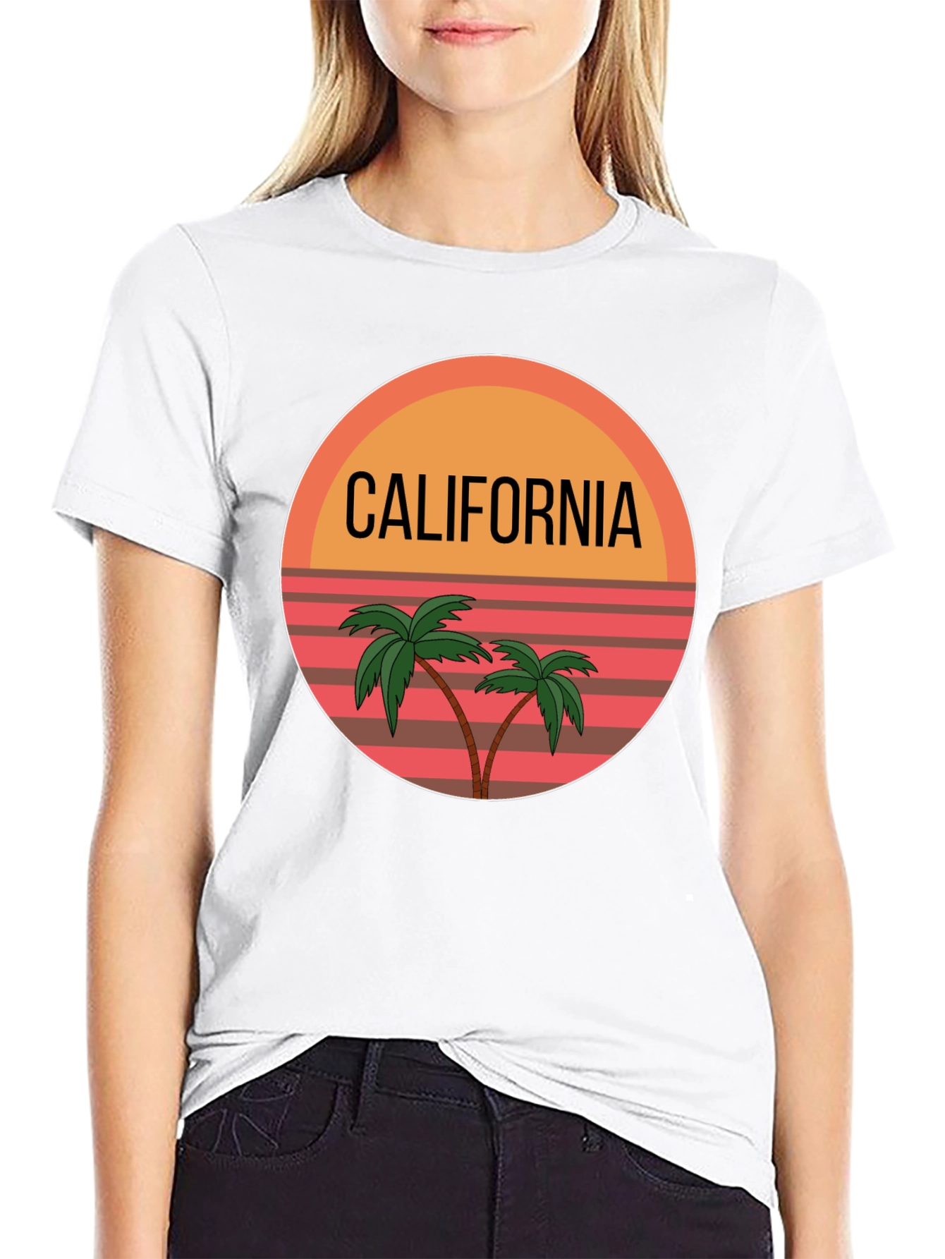 California Palm Tree Graphic Black T-Shirt