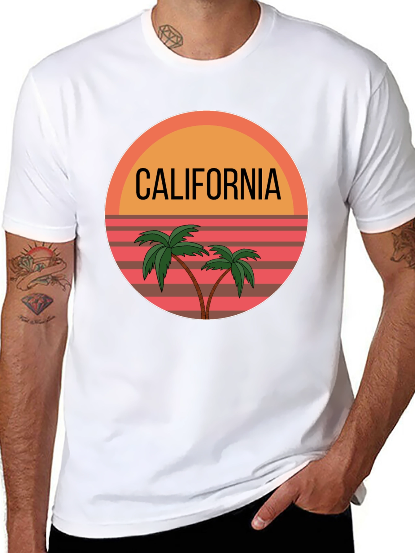 California Palm Tree Graphic Black T-Shirt
