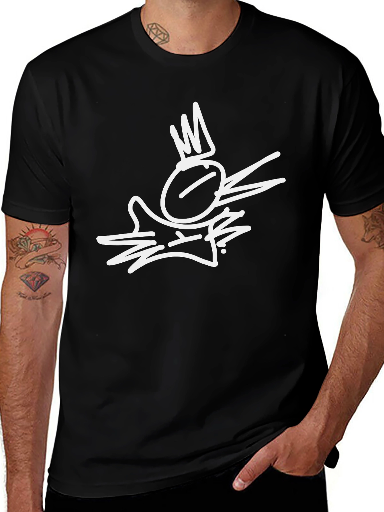 Abstract Crown Graphic Black T-Shirt