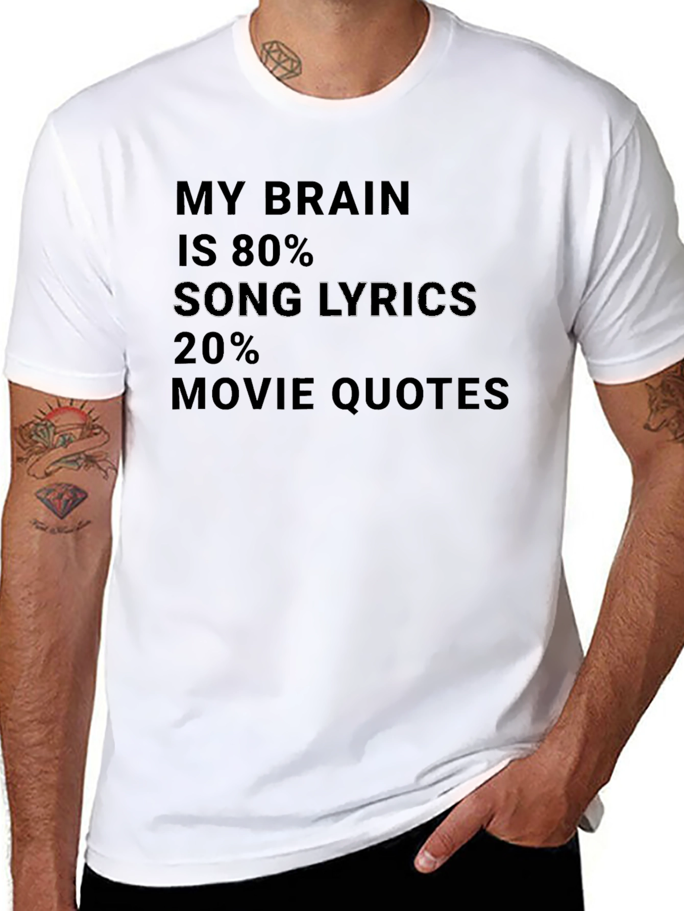 Brain 80% Song Lyrics 20% Movie Quotes T-Shirt