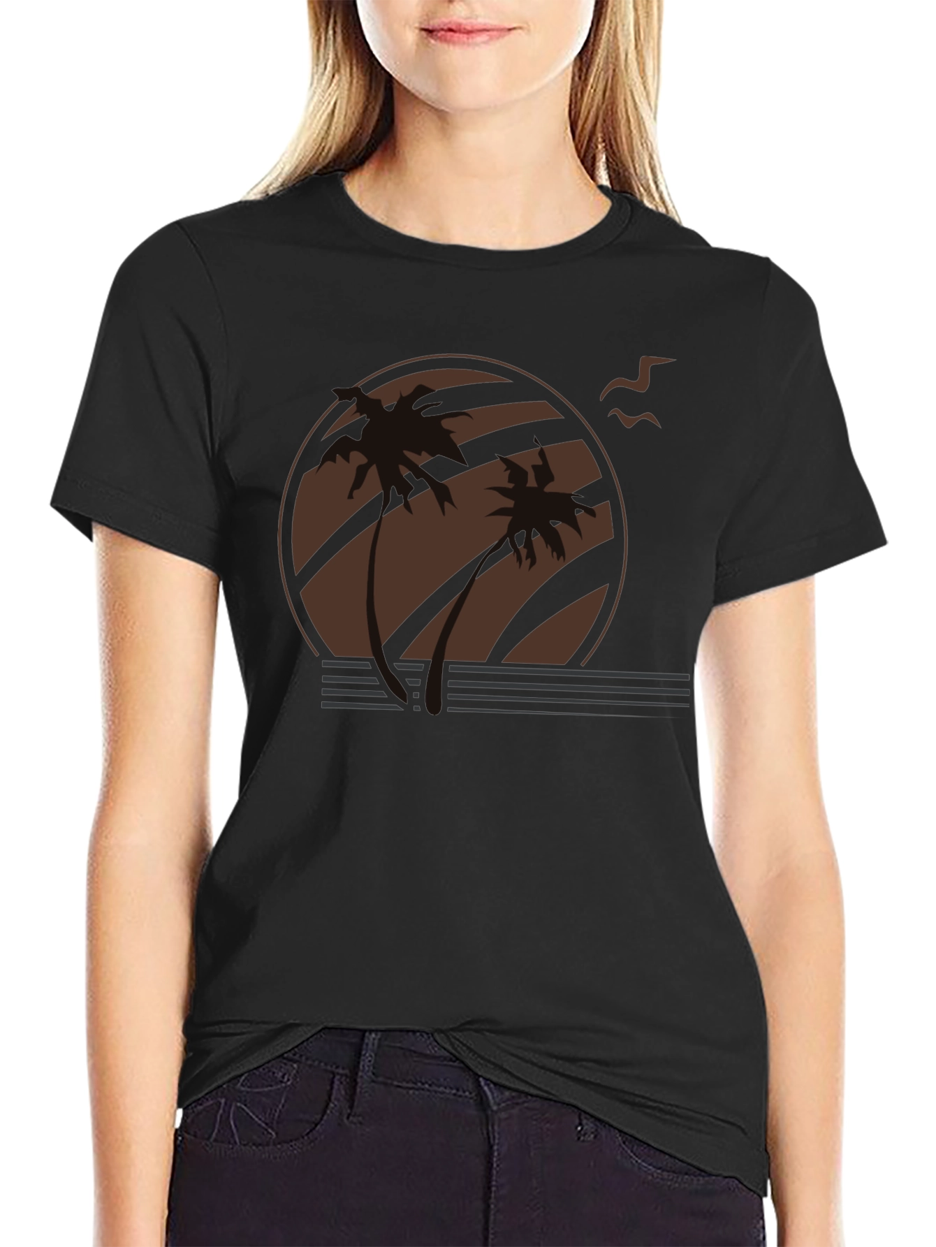 Sunset Palm Tree Graphic Tee - Retro Style