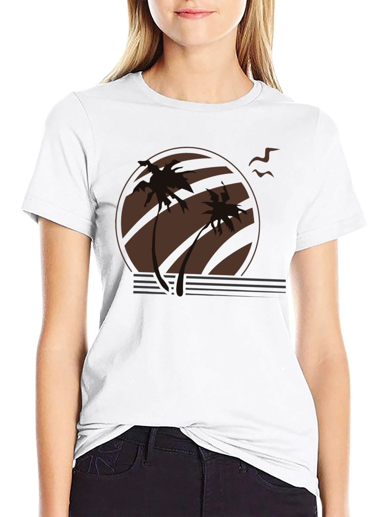 Sunset Palm Tree Graphic Tee - Retro Style