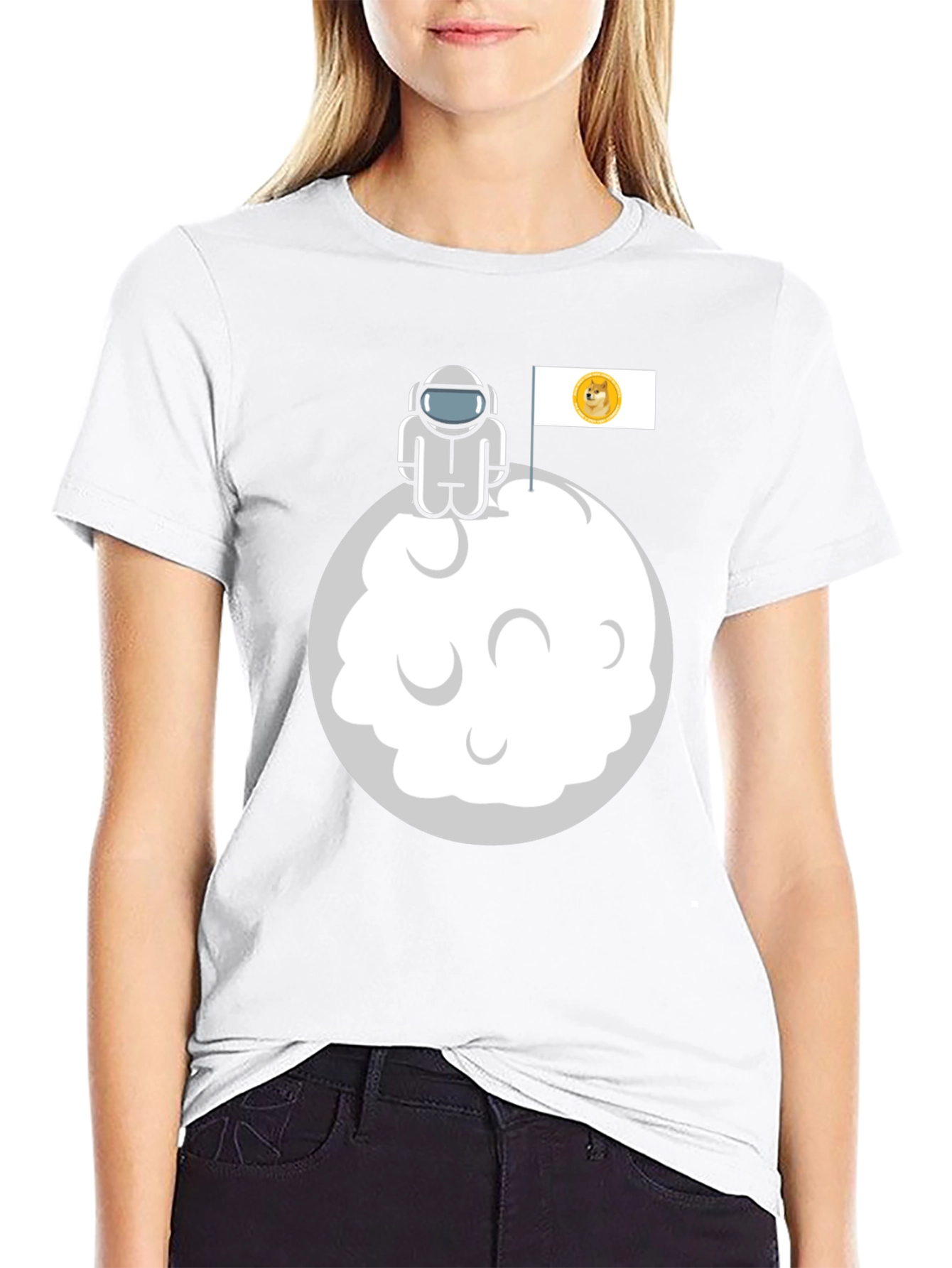 Doge Moon Landing Black Graphic Tee