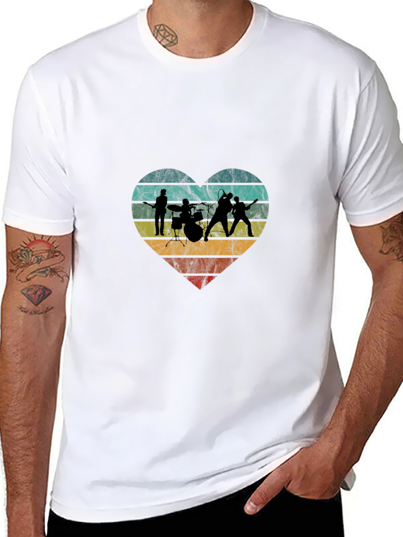 Band Heart Graphic Tee - Rock Music Fan T-Shirt