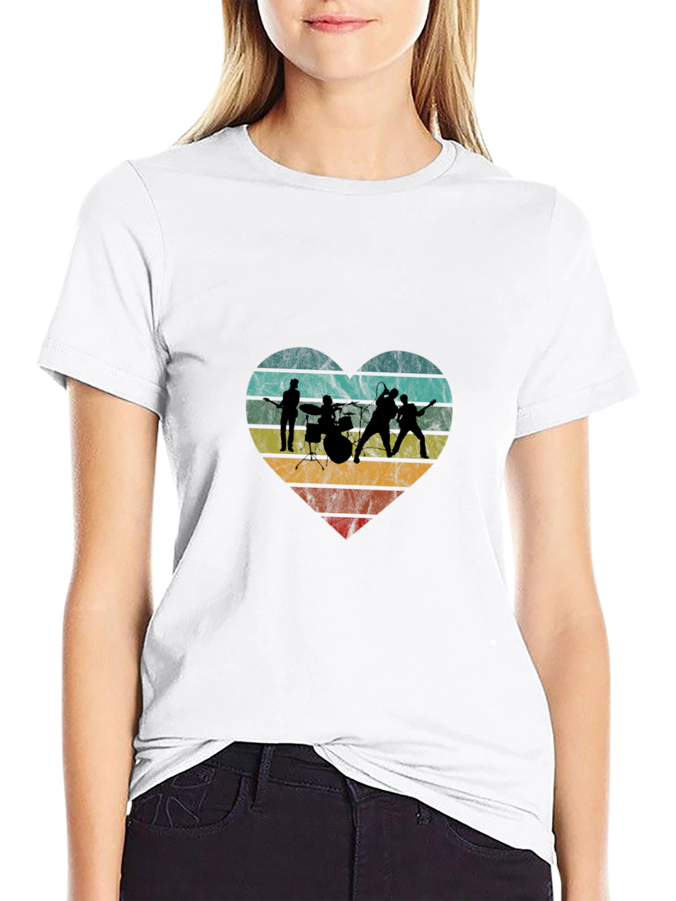 Band Heart Graphic Tee - Rock Music Fan T-Shirt