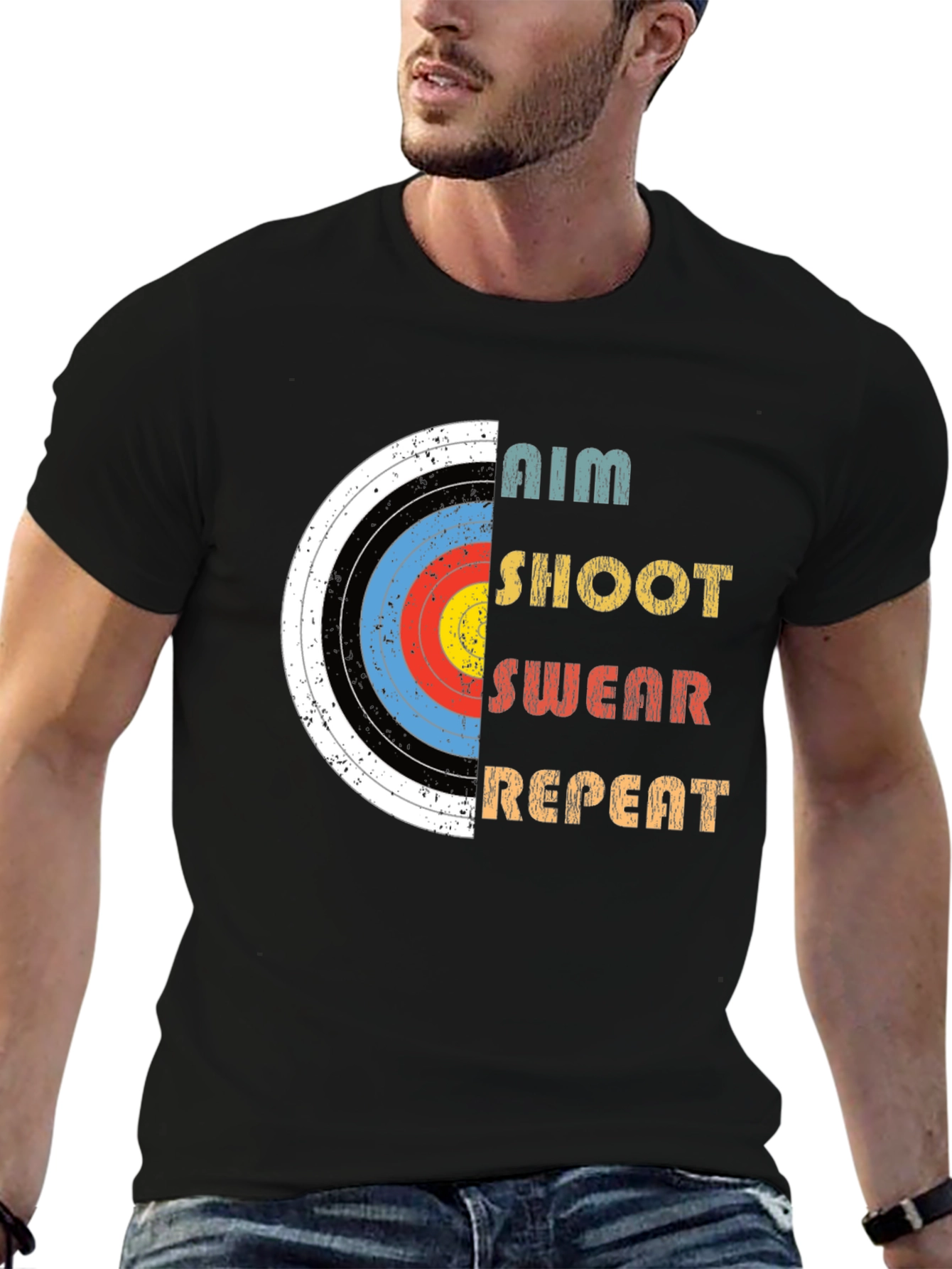 Archery Aim Shoot Swear Repeat Graphic Tee