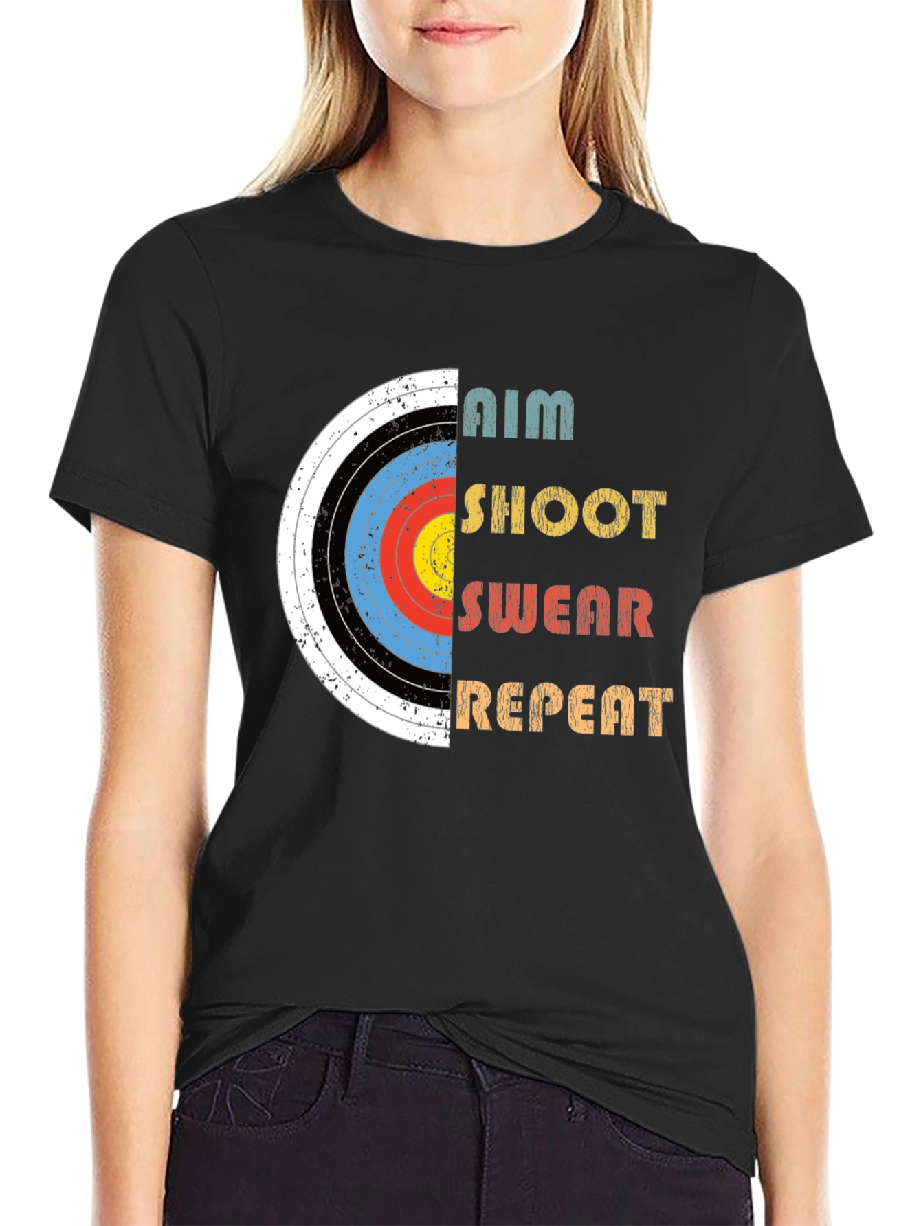 Archery Aim Shoot Swear Repeat Graphic Tee