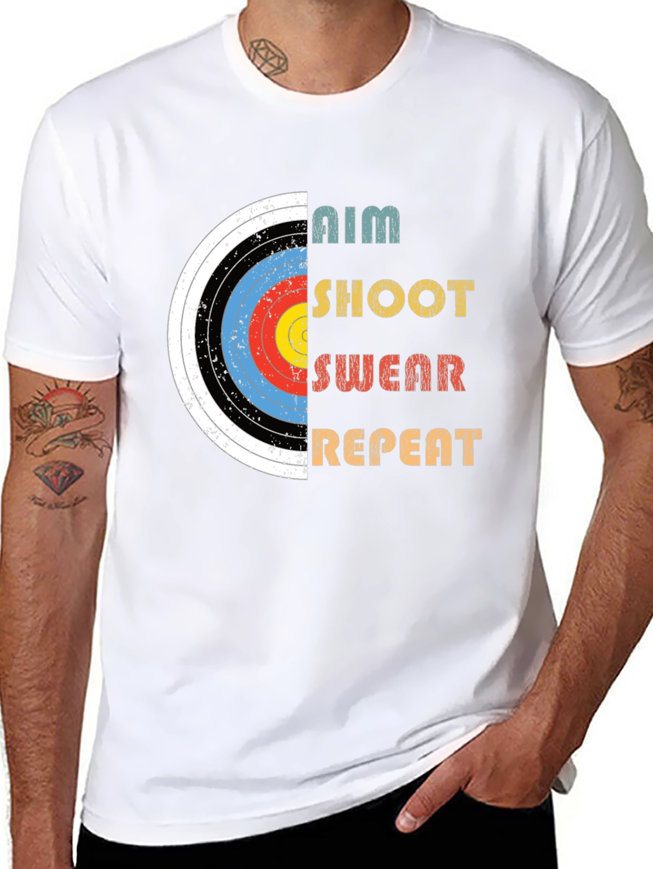 Archery Aim Shoot Swear Repeat Graphic Tee