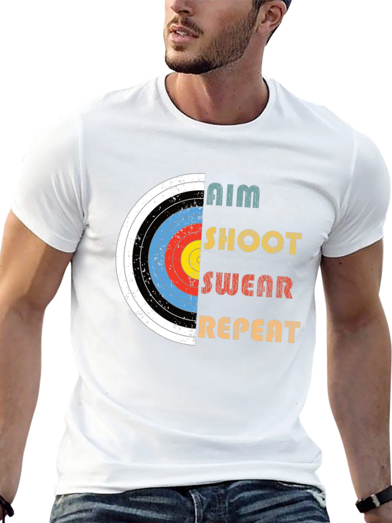 Archery Aim Shoot Swear Repeat Graphic Tee