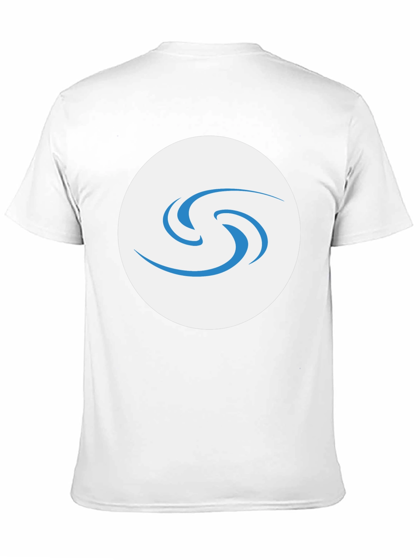 Black T-Shirt with Abstract Blue Swirl Graphic