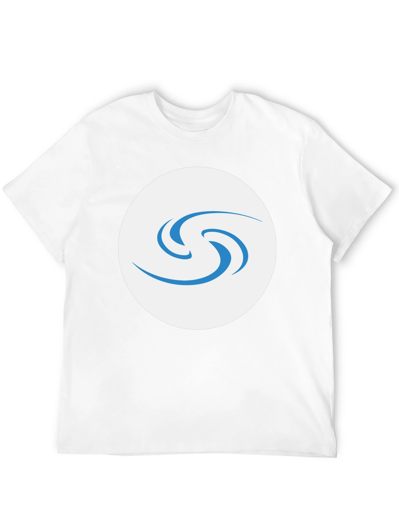 Black T-Shirt with Abstract Blue Swirl Graphic