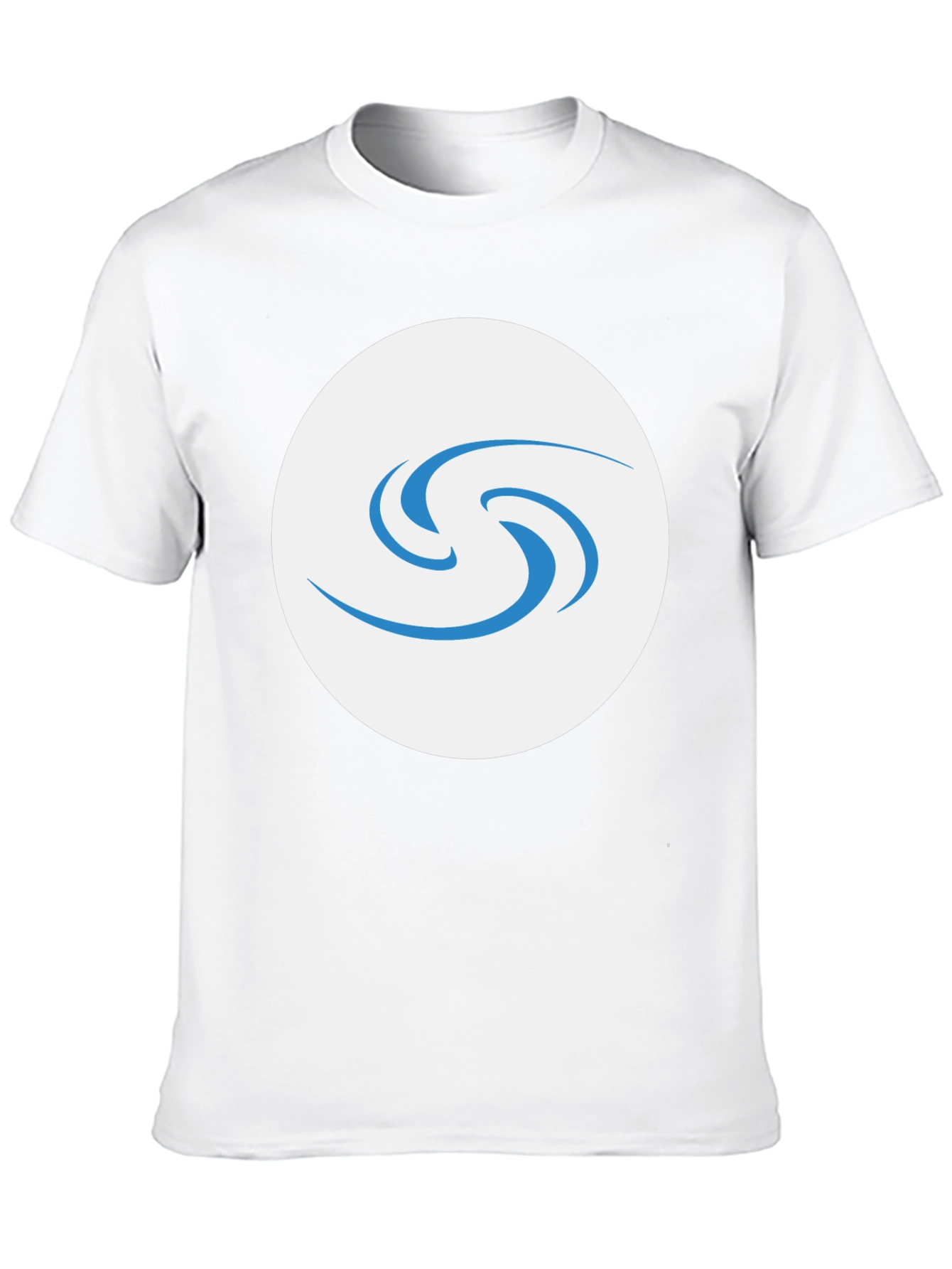 Black T-Shirt with Abstract Blue Swirl Graphic