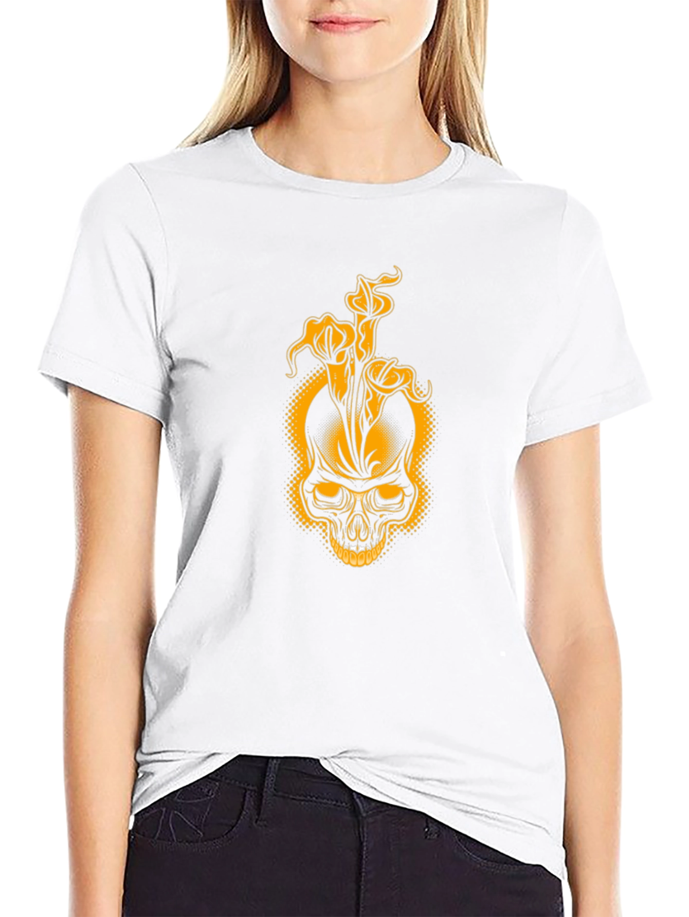 Skull & Lily Black T-Shirt - Unique Graphic Tee