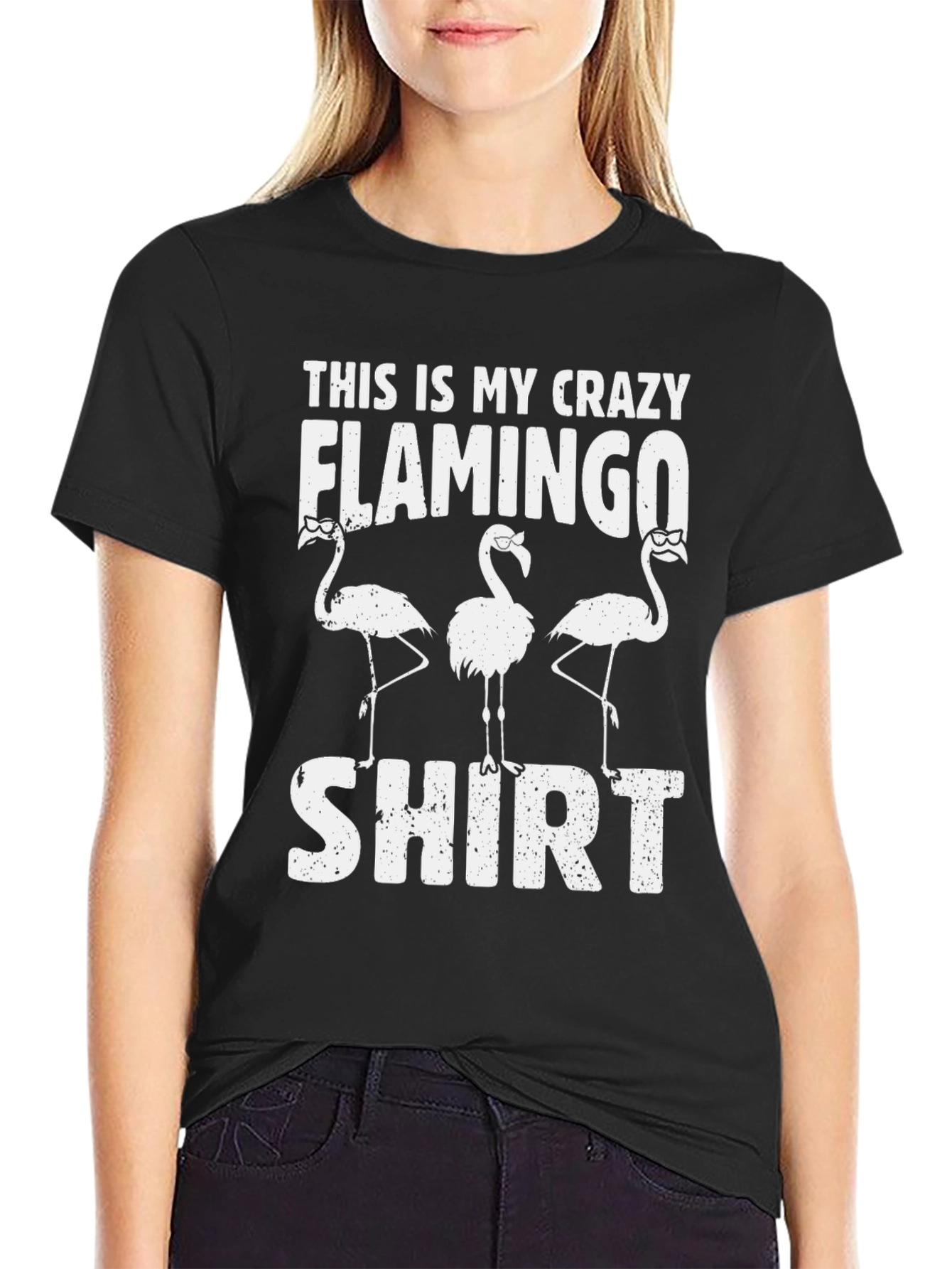 Crazy Flamingo Graphic T-Shirt - Mens Black Tee