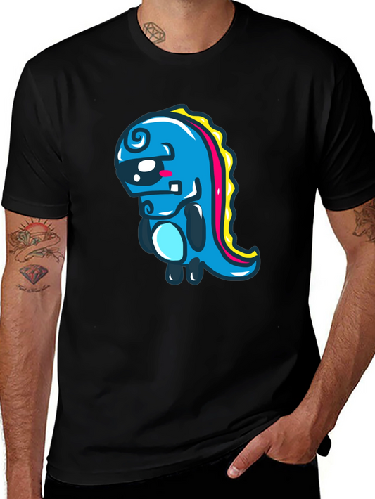 Cartoon Dinosaur Graphic Black T-Shirt