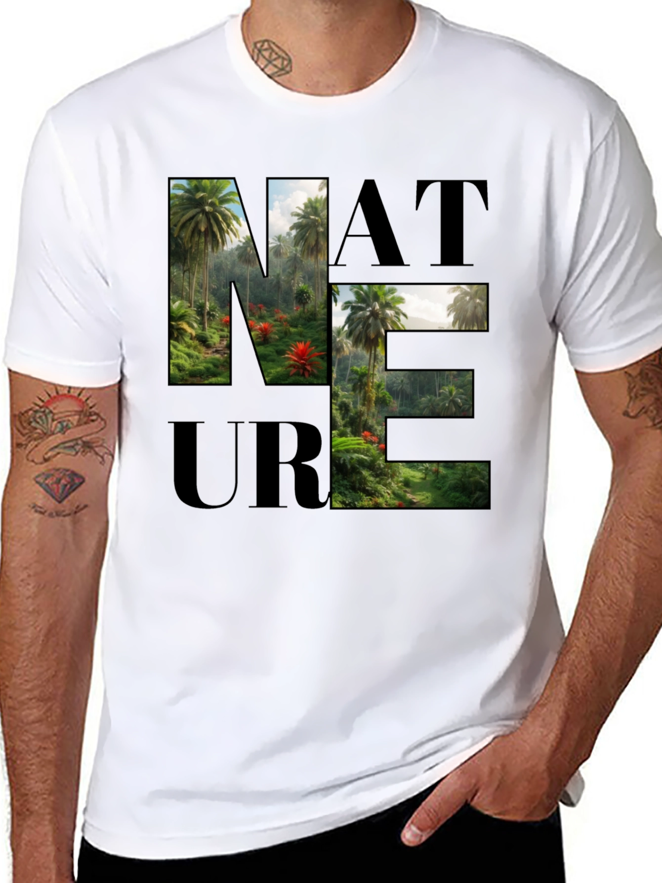 Nature Graphic Print Black T-Shirt