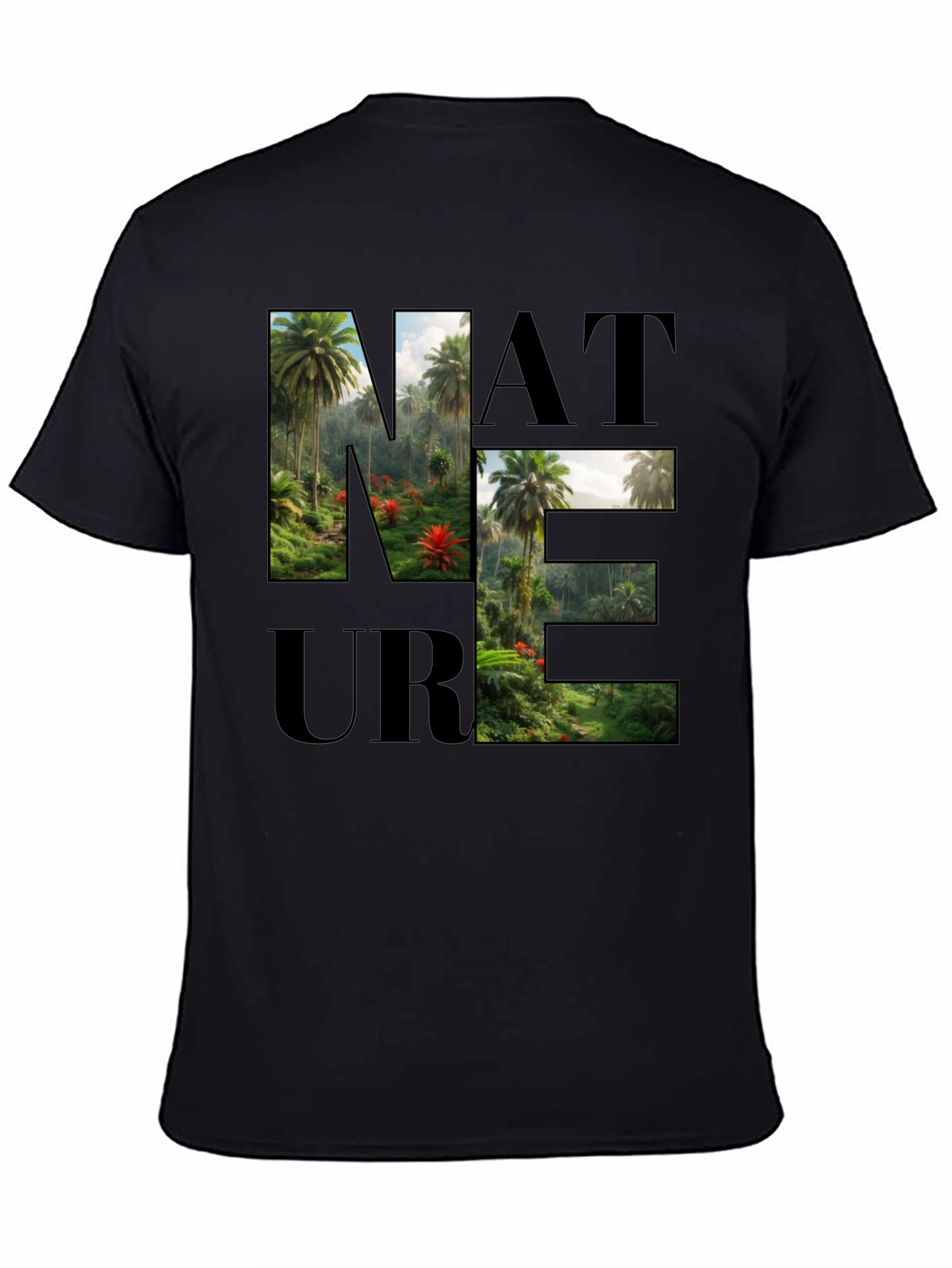 Nature Graphic Print Black T-Shirt
