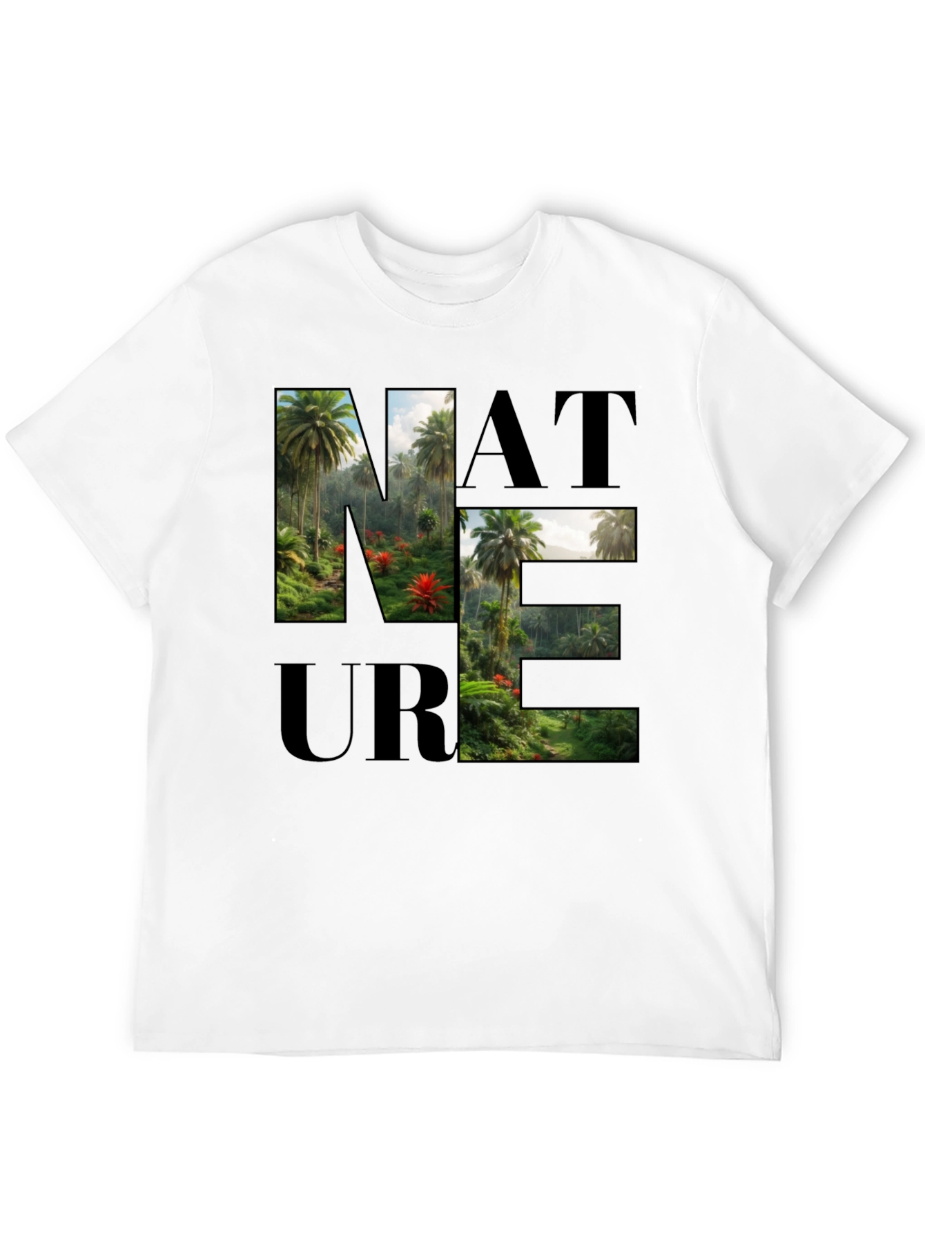 Nature Graphic Print Black T-Shirt