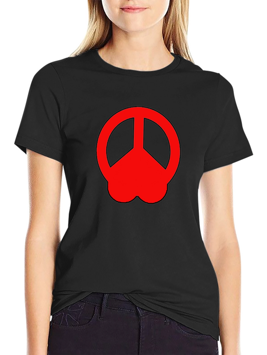 Peace Sign Graphic Tee - Red on Black