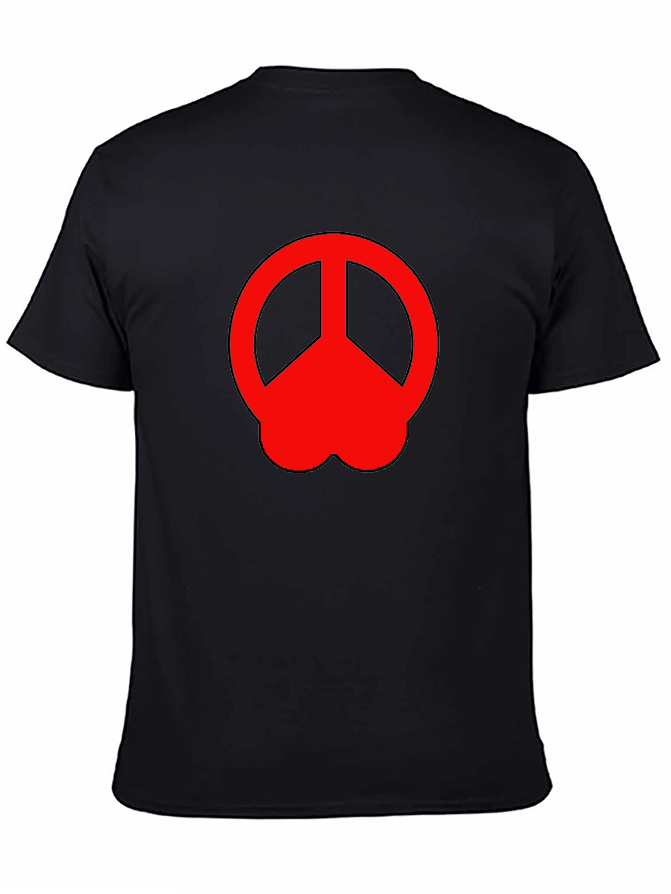 Peace Sign Graphic Tee - Red on Black