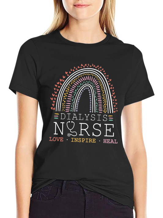 Dialysis Nurse Rainbow Graphic Tee