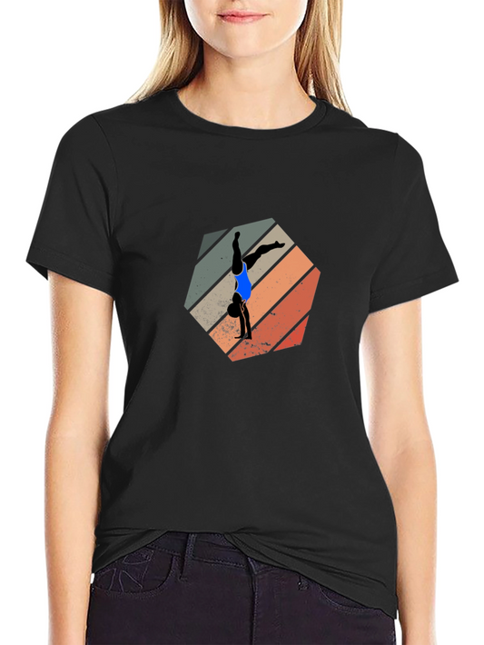 Gymnast Retro Graphic Black Tee