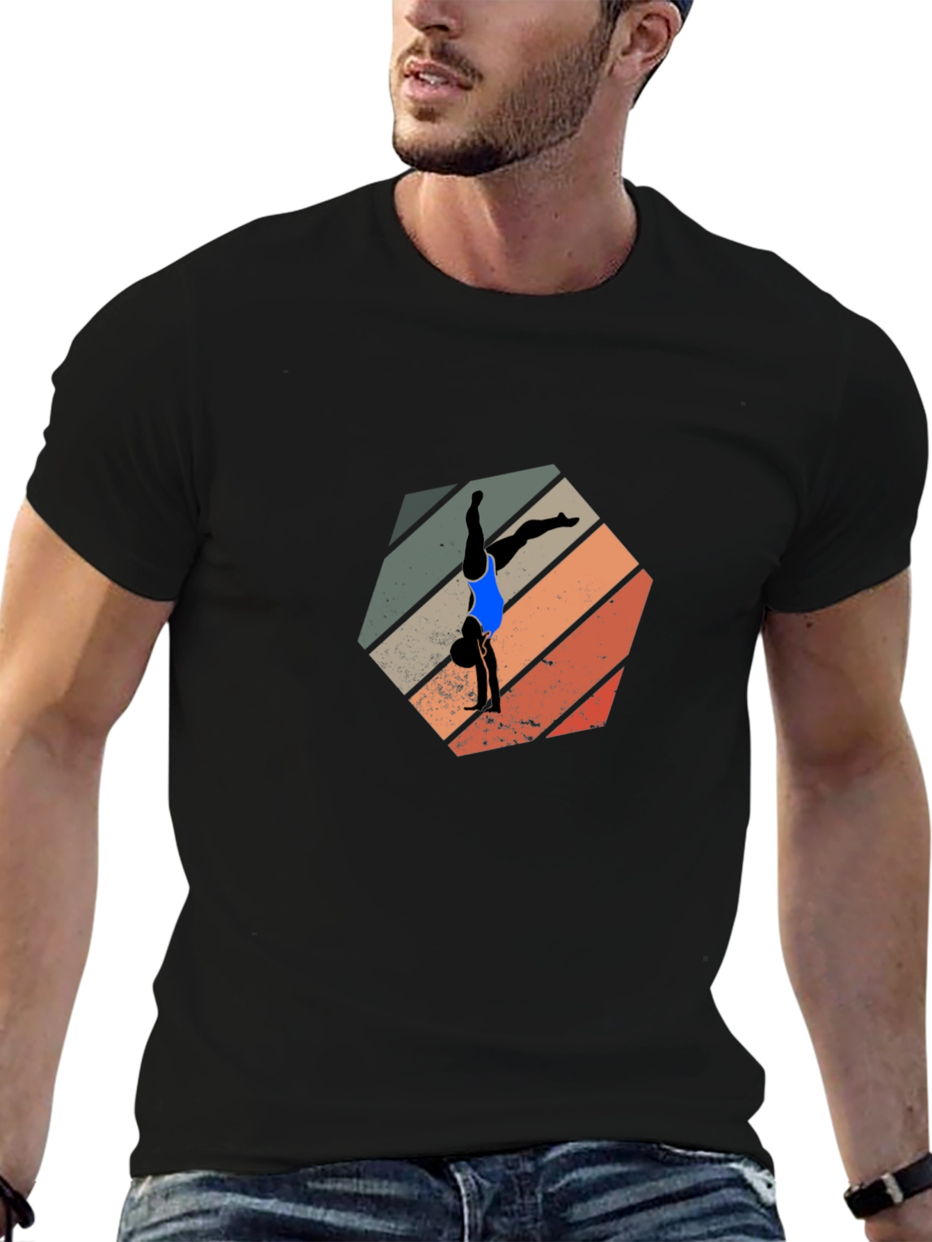 Gymnast Retro Graphic Black Tee