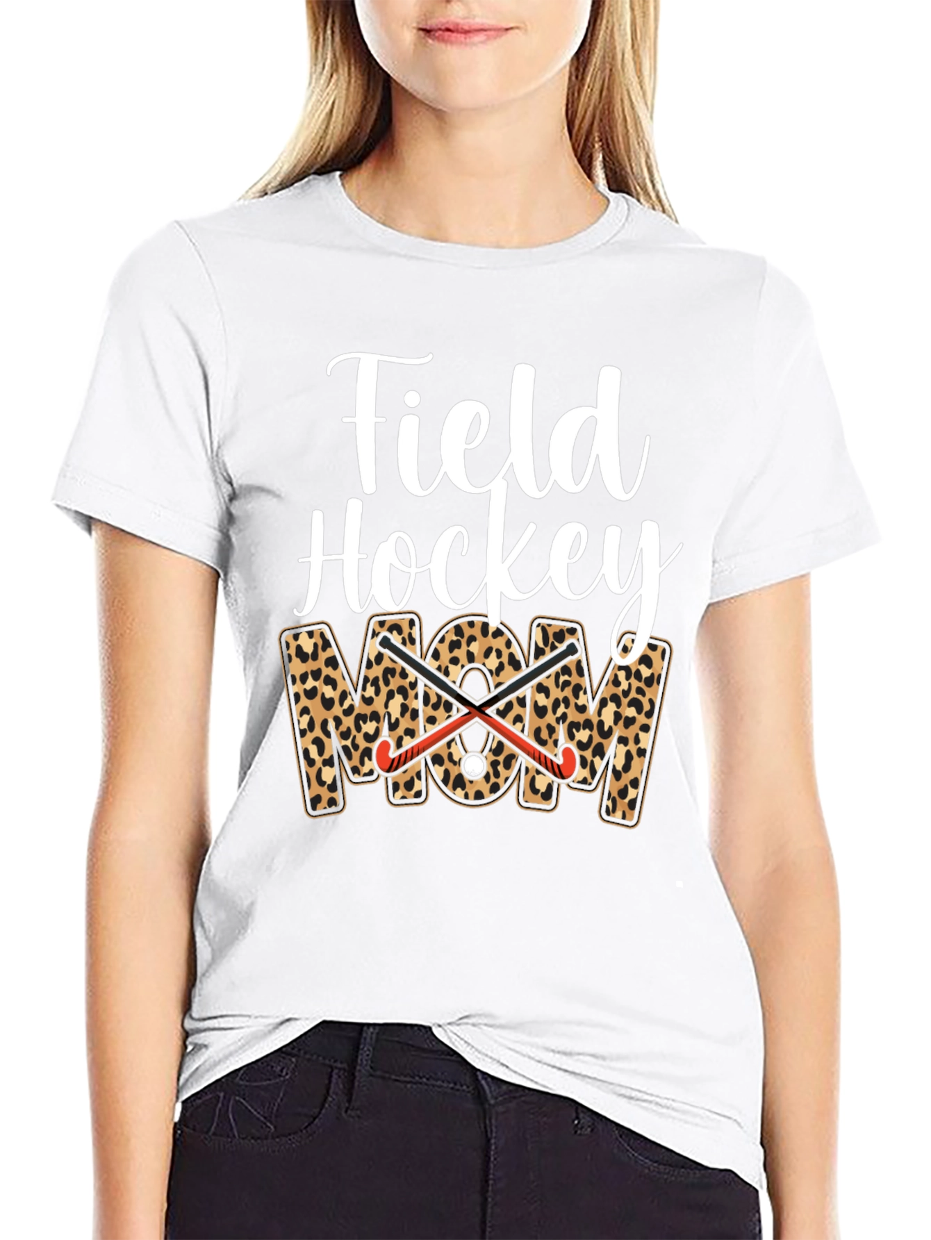 Field Hockey Mom Leopard Print T-Shirt