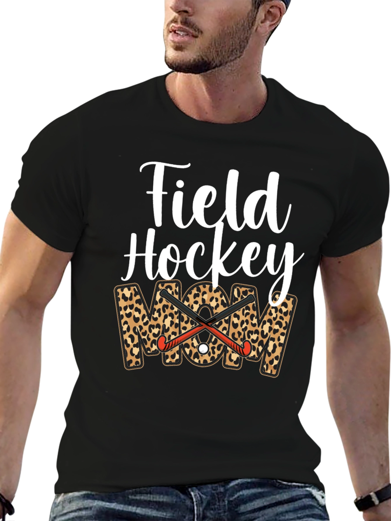 Field Hockey Mom Leopard Print T-Shirt