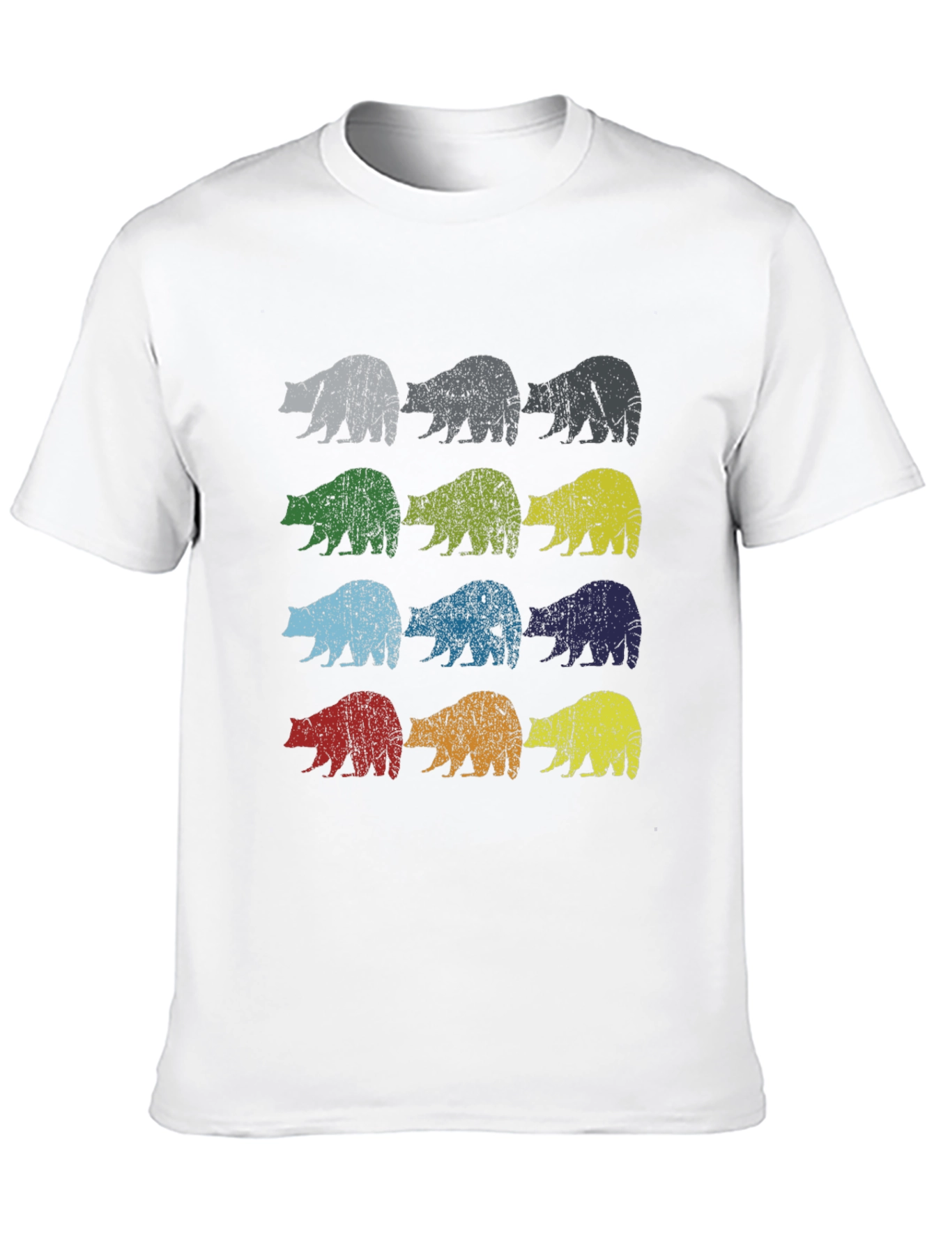 Retro Bear Graphic Tee - Black Cotton Casual Shirt