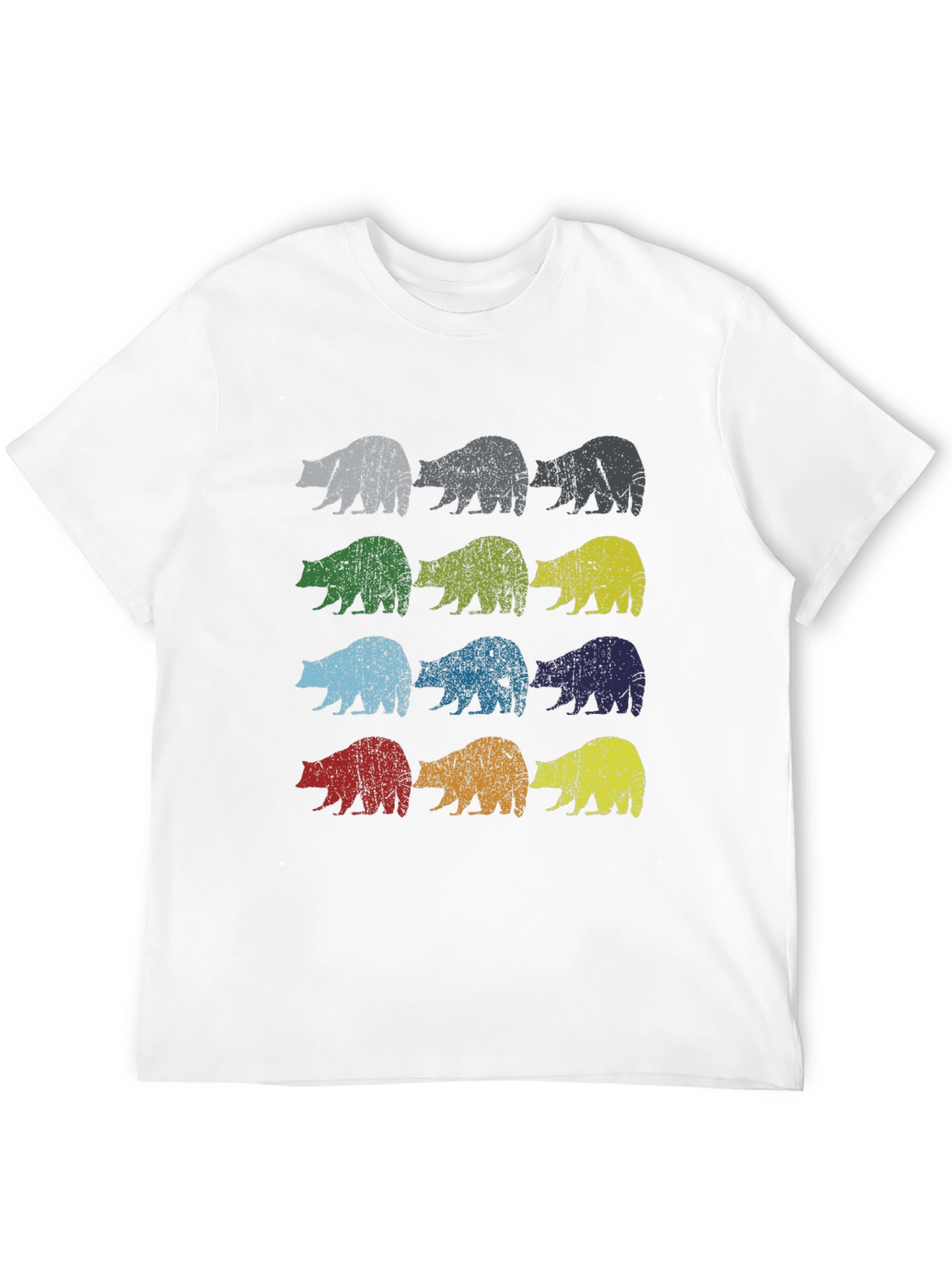 Retro Bear Graphic Tee - Black Cotton Casual Shirt