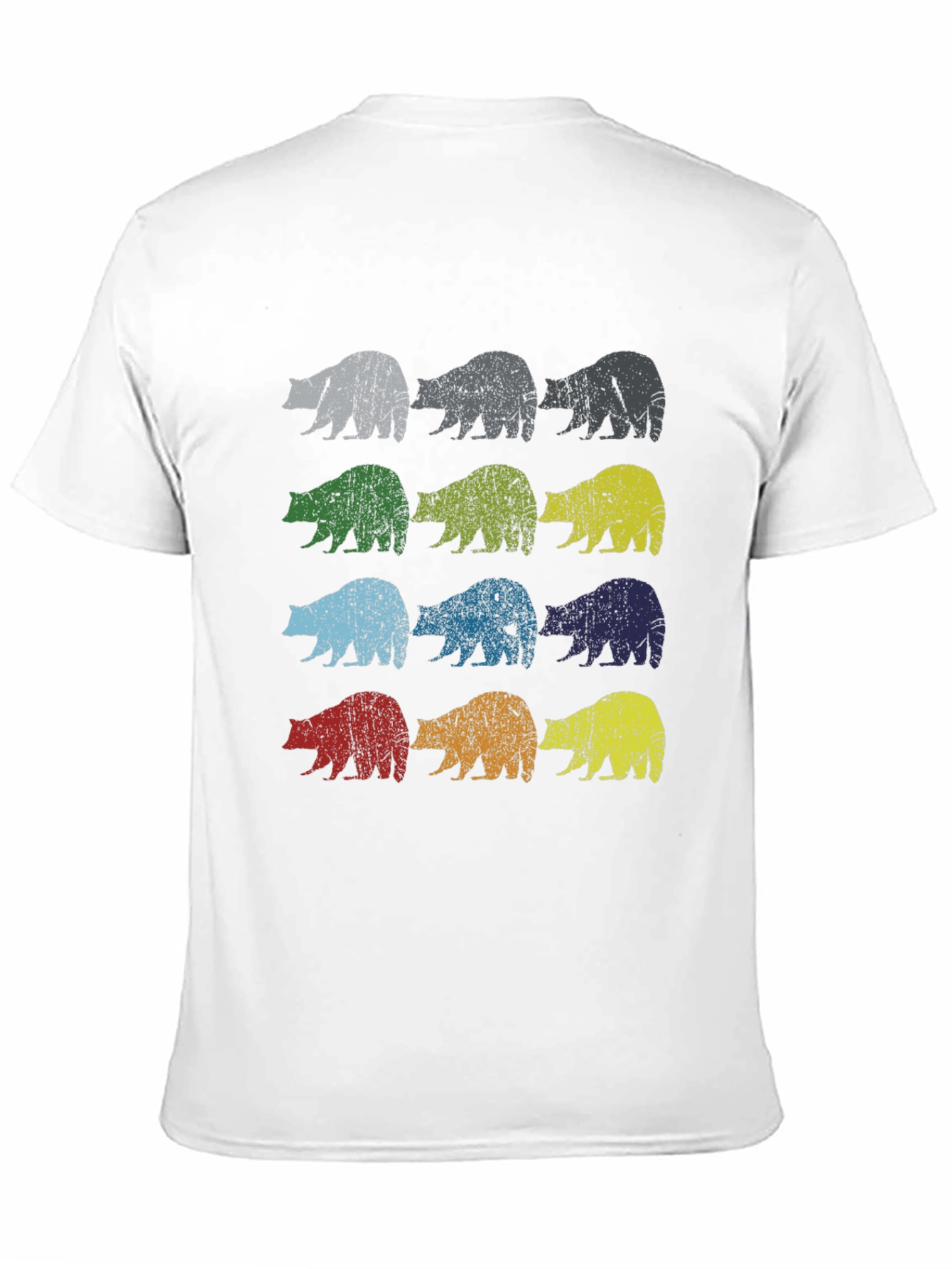 Retro Bear Graphic Tee - Black Cotton Casual Shirt