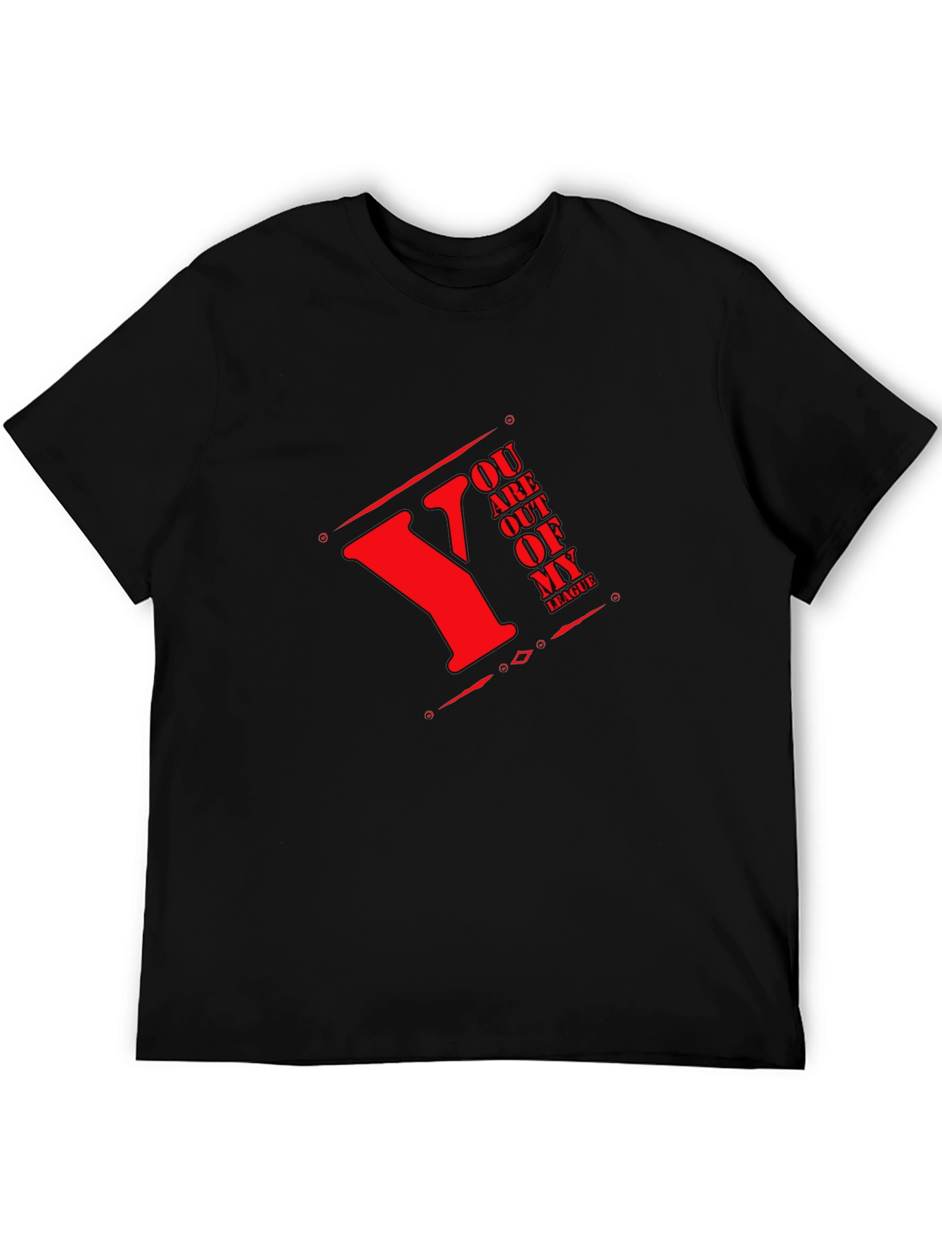 Mens Black T-Shirt with Red Lettering Design