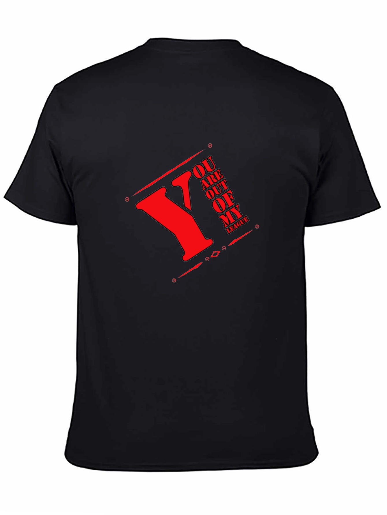 Mens Black T-Shirt with Red Lettering Design