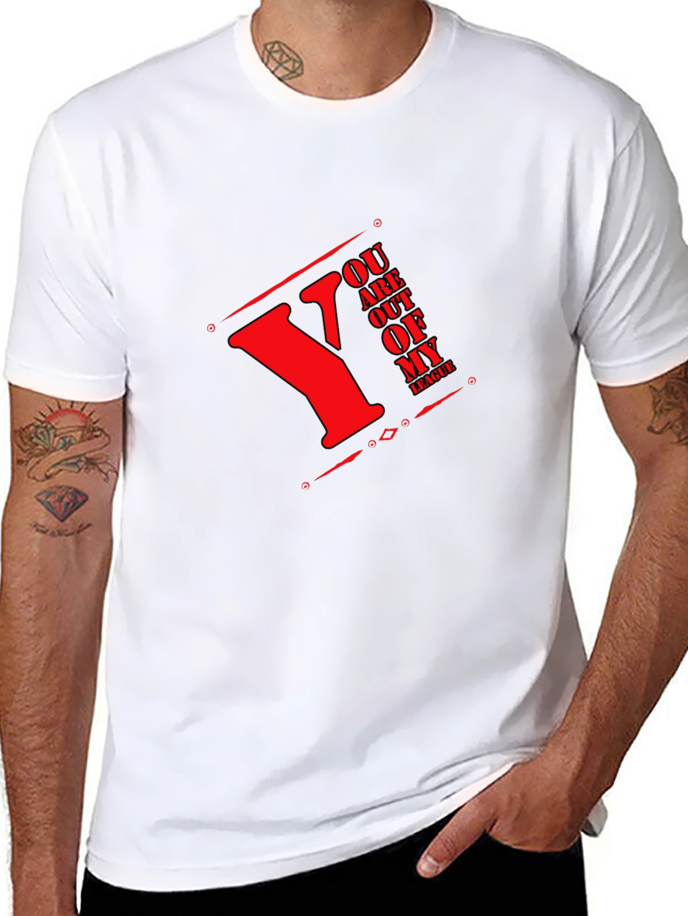 Mens Black T-Shirt with Red Lettering Design