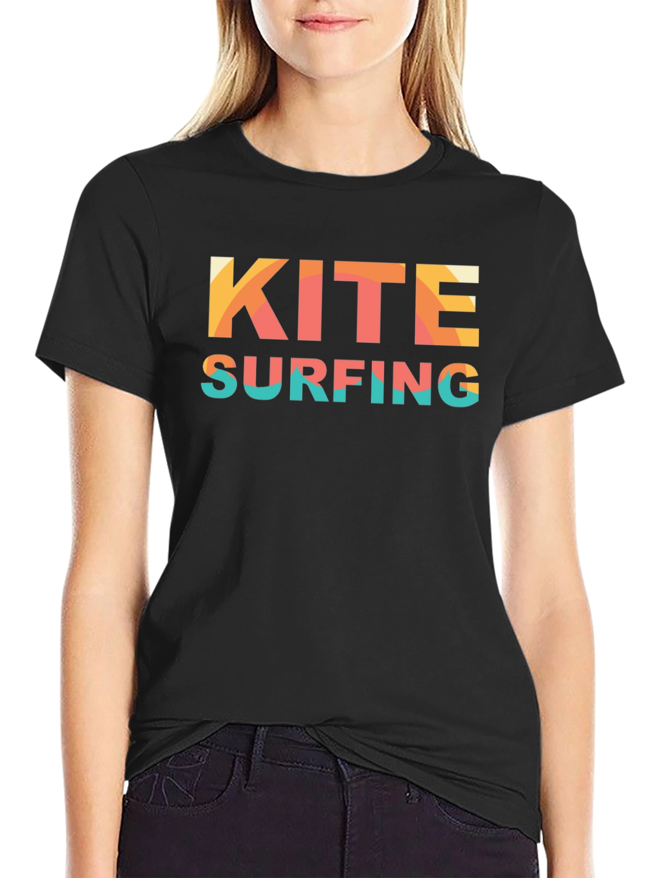 Kite Surfing Graphic T-Shirt - Black