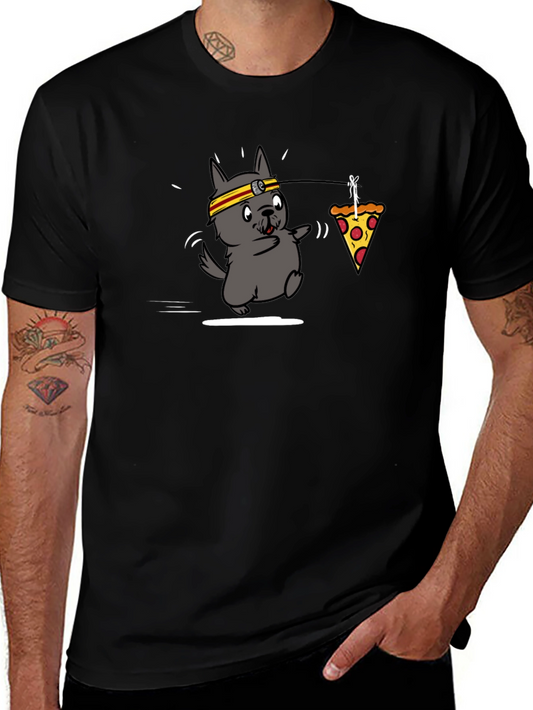 Cartoon Dog Pizza Run T-Shirt