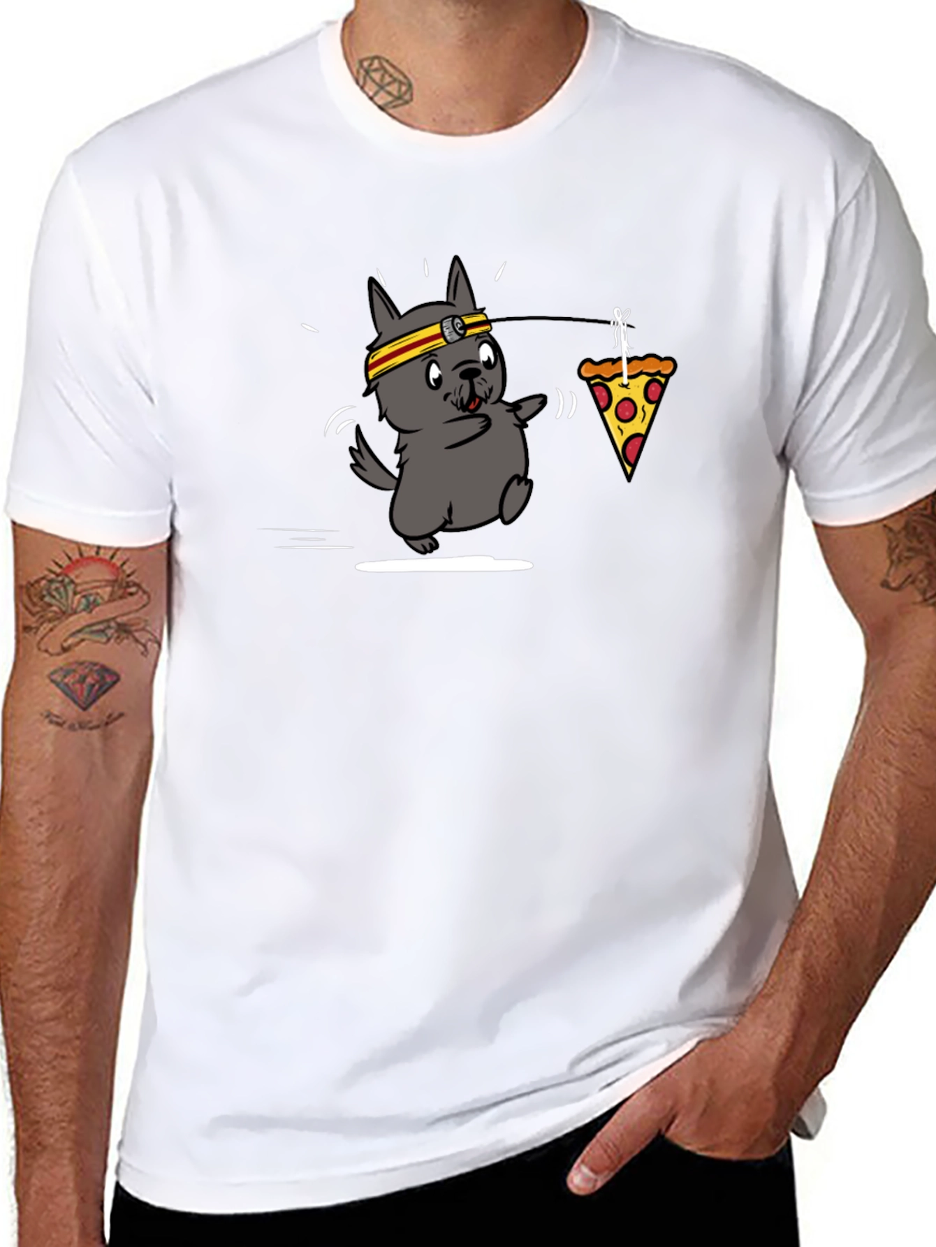 Cartoon Dog Pizza Run T-Shirt