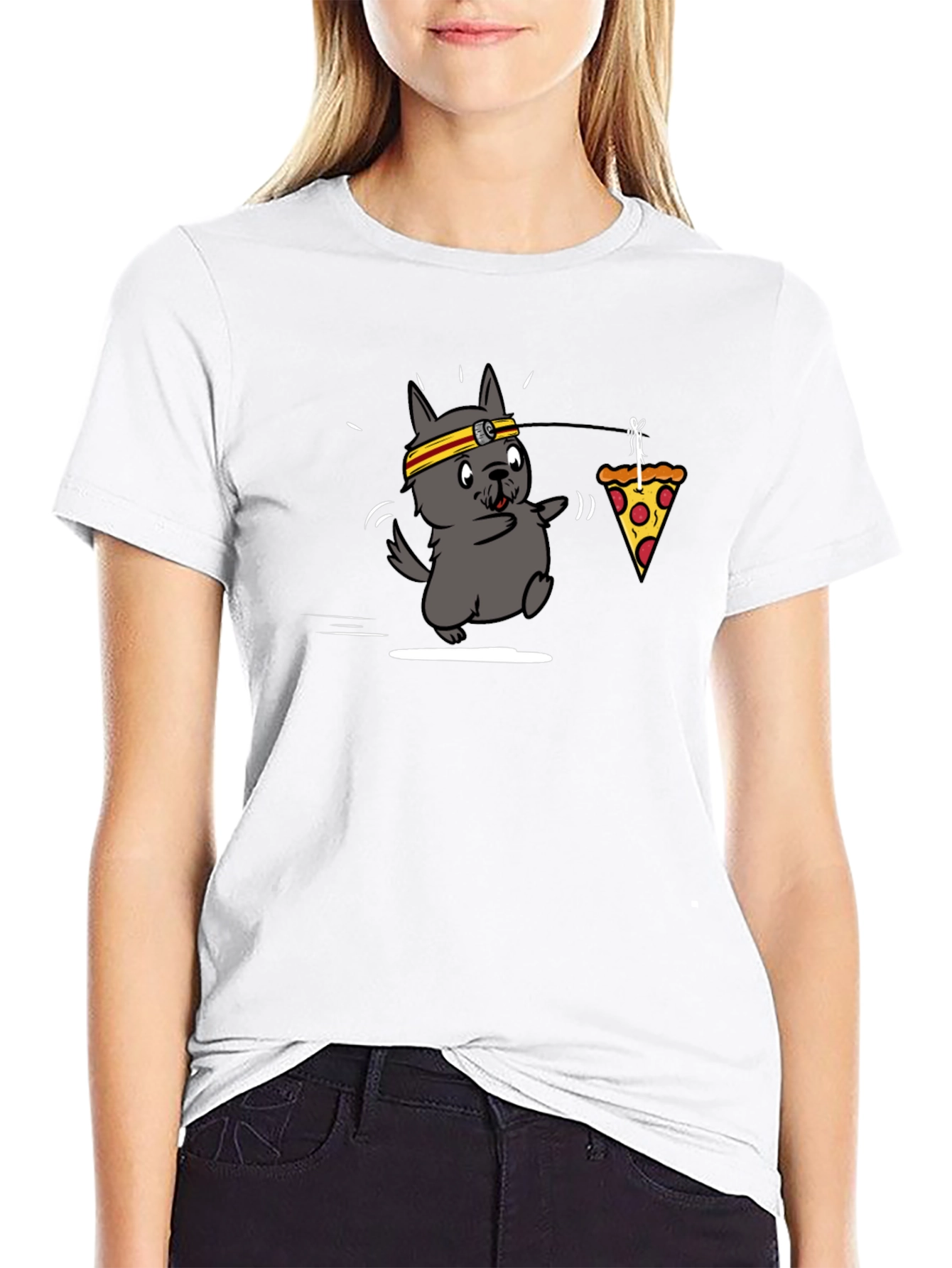 Cartoon Dog Pizza Run T-Shirt